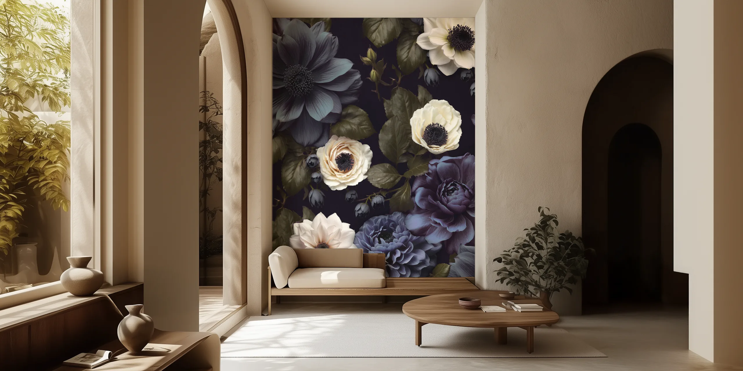 Dark Floral Elegance Wallpaper | happywall.com