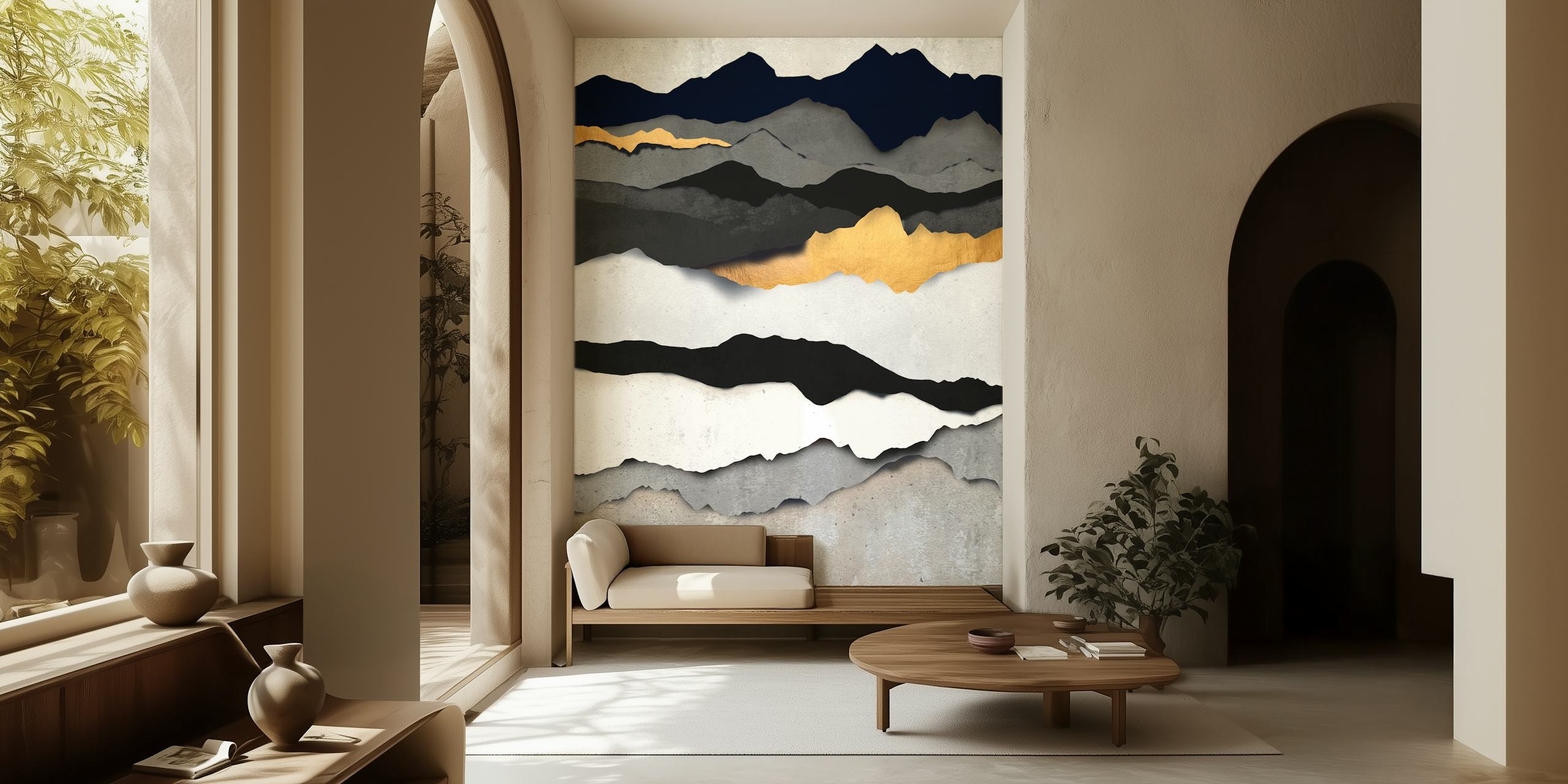 Abstract Mountains Gold wallpaper in kamerinstelling