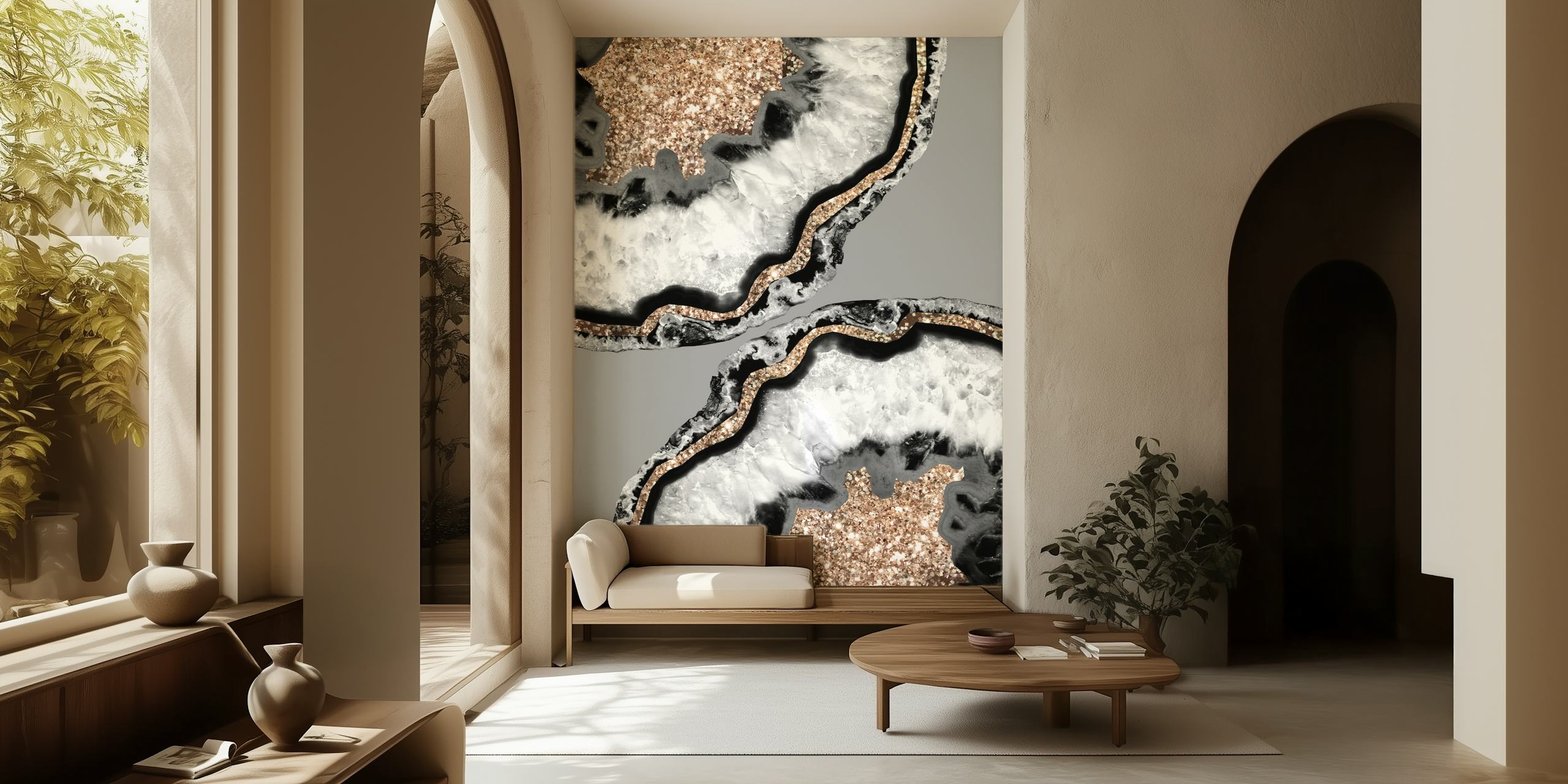 Yin Yang Agate Glitter Glam wallpaper design