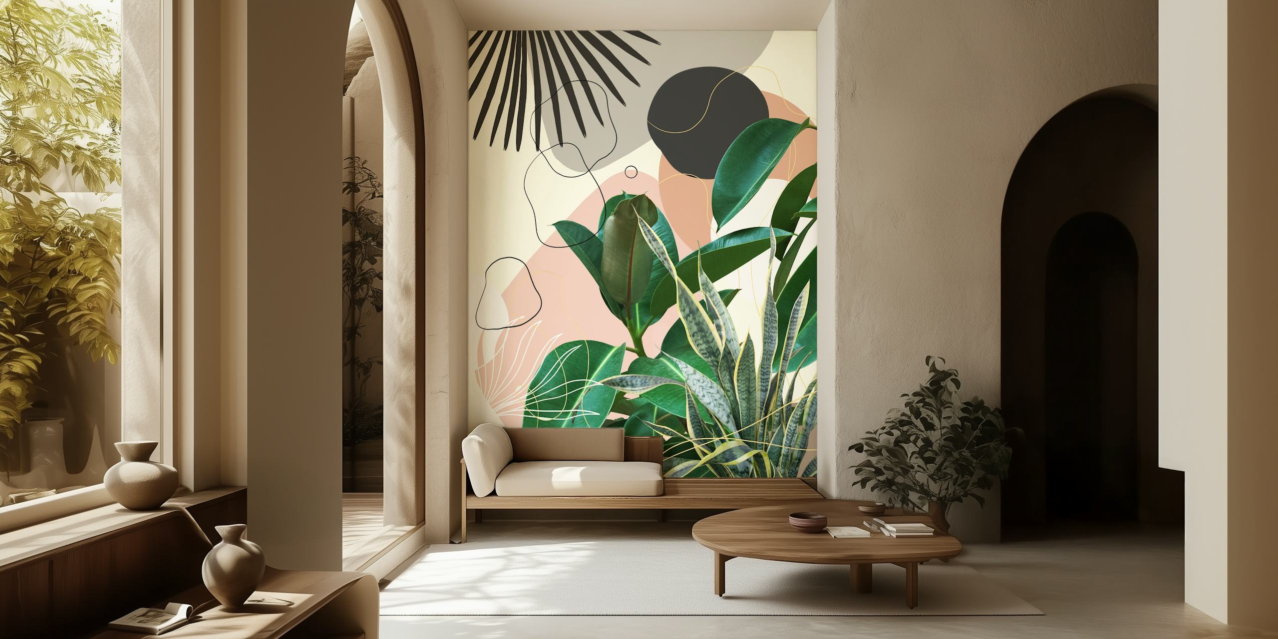 Ficus Snake Plant Fan Palm wallpaper in a room