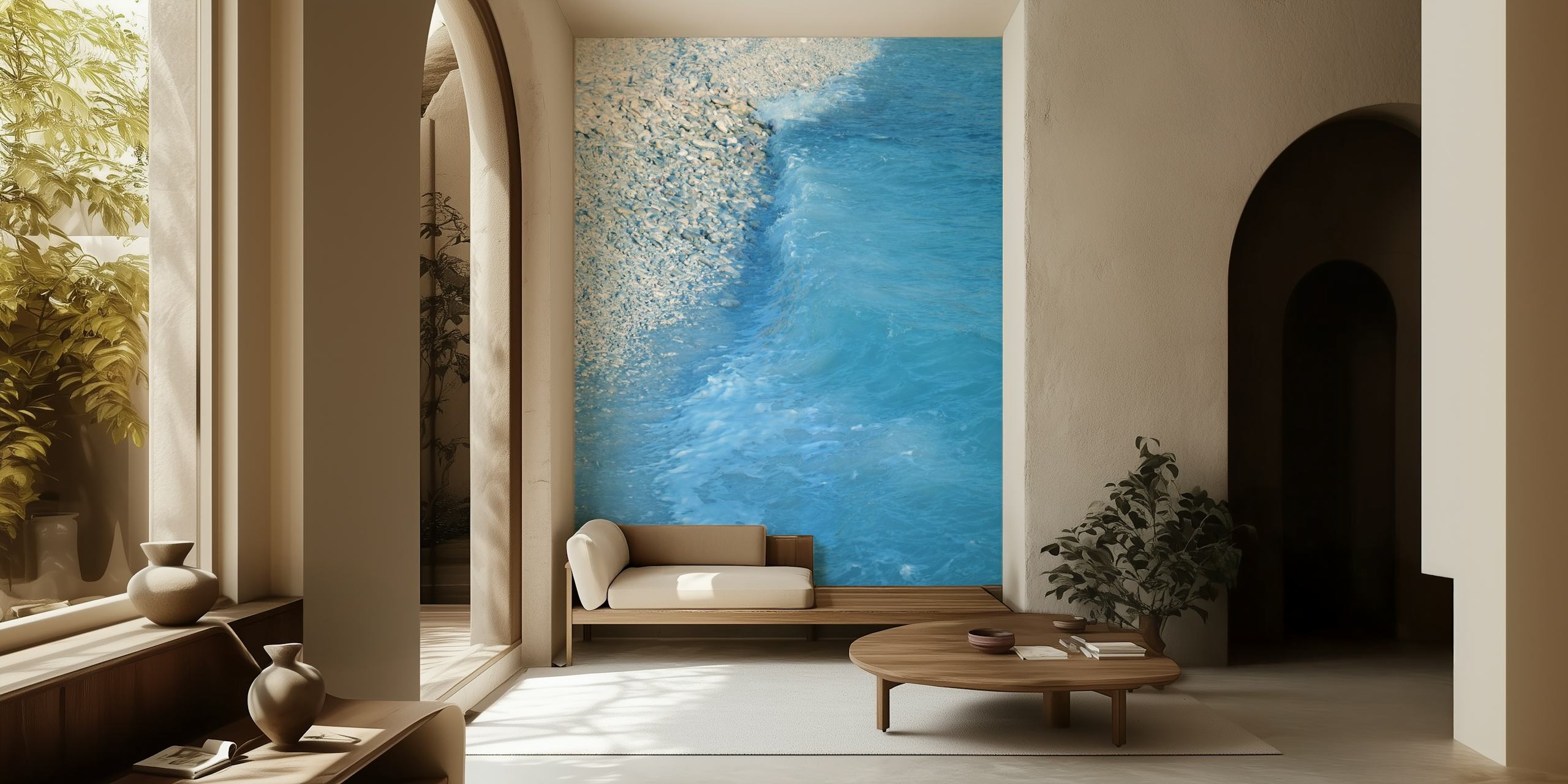 Coral Stones Blue Ocean papel pintado en una habitación