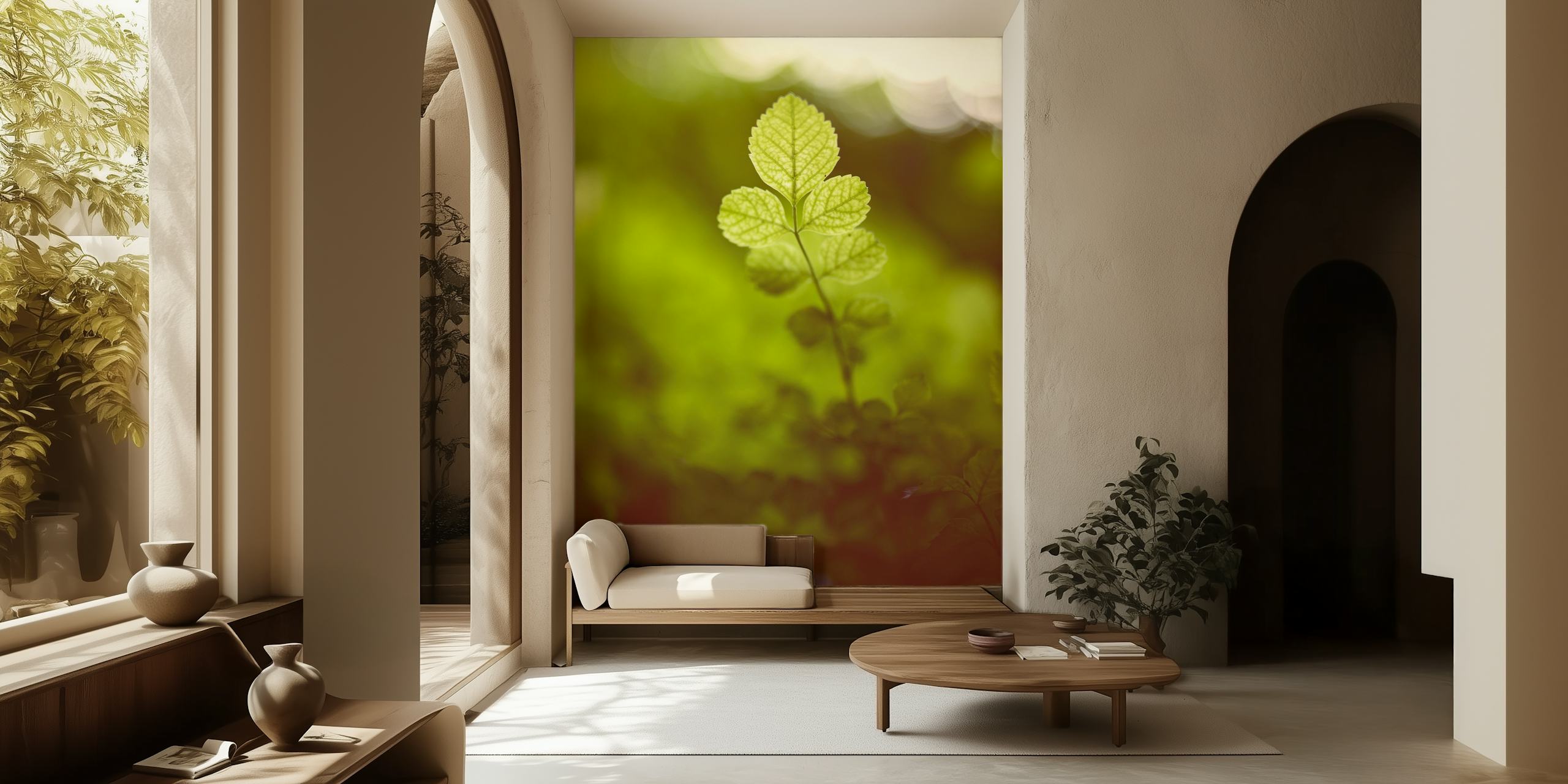 Leaf wallpaper design in a room