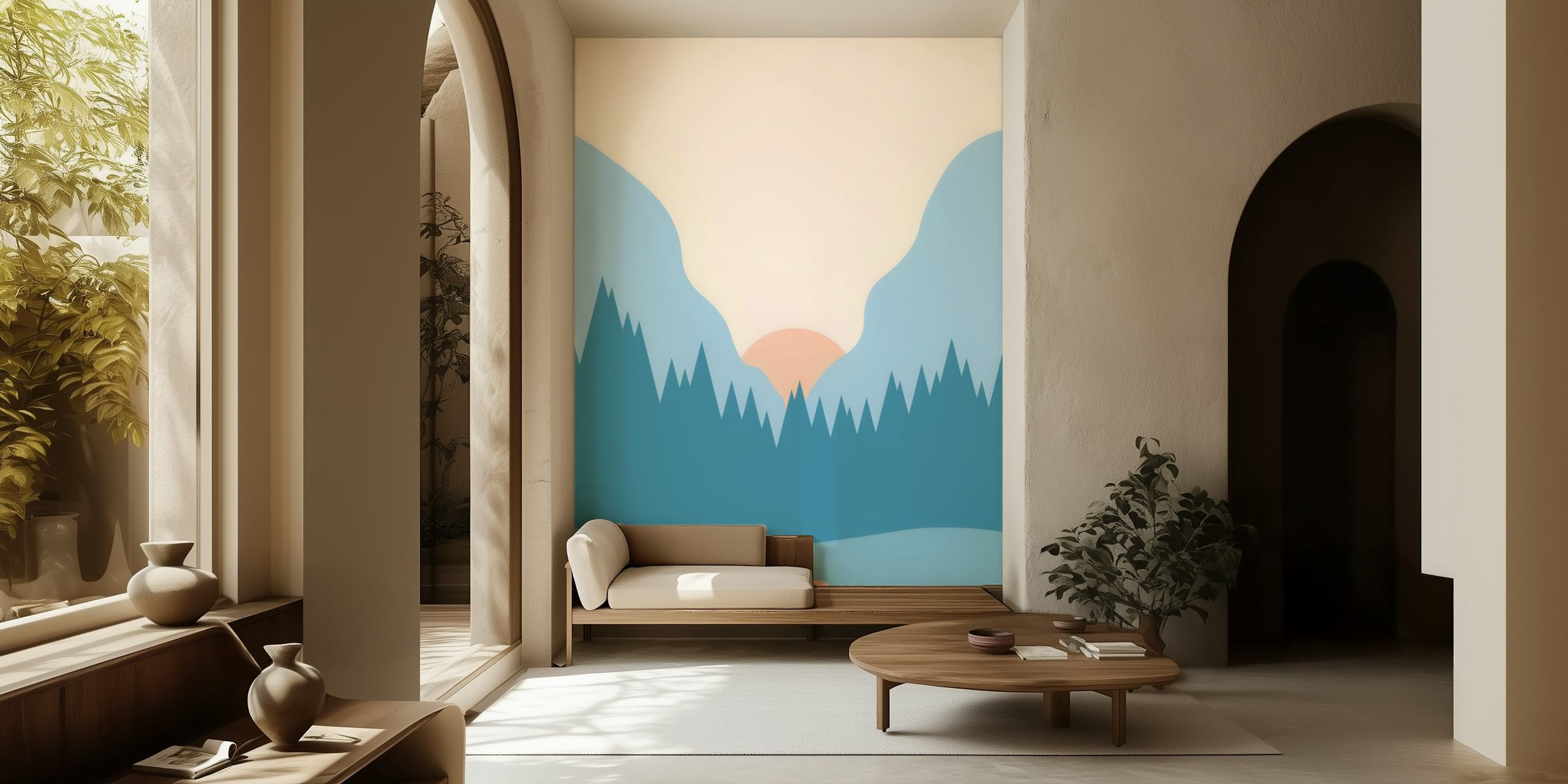 Sunset Forest wallpaper displayed in a room