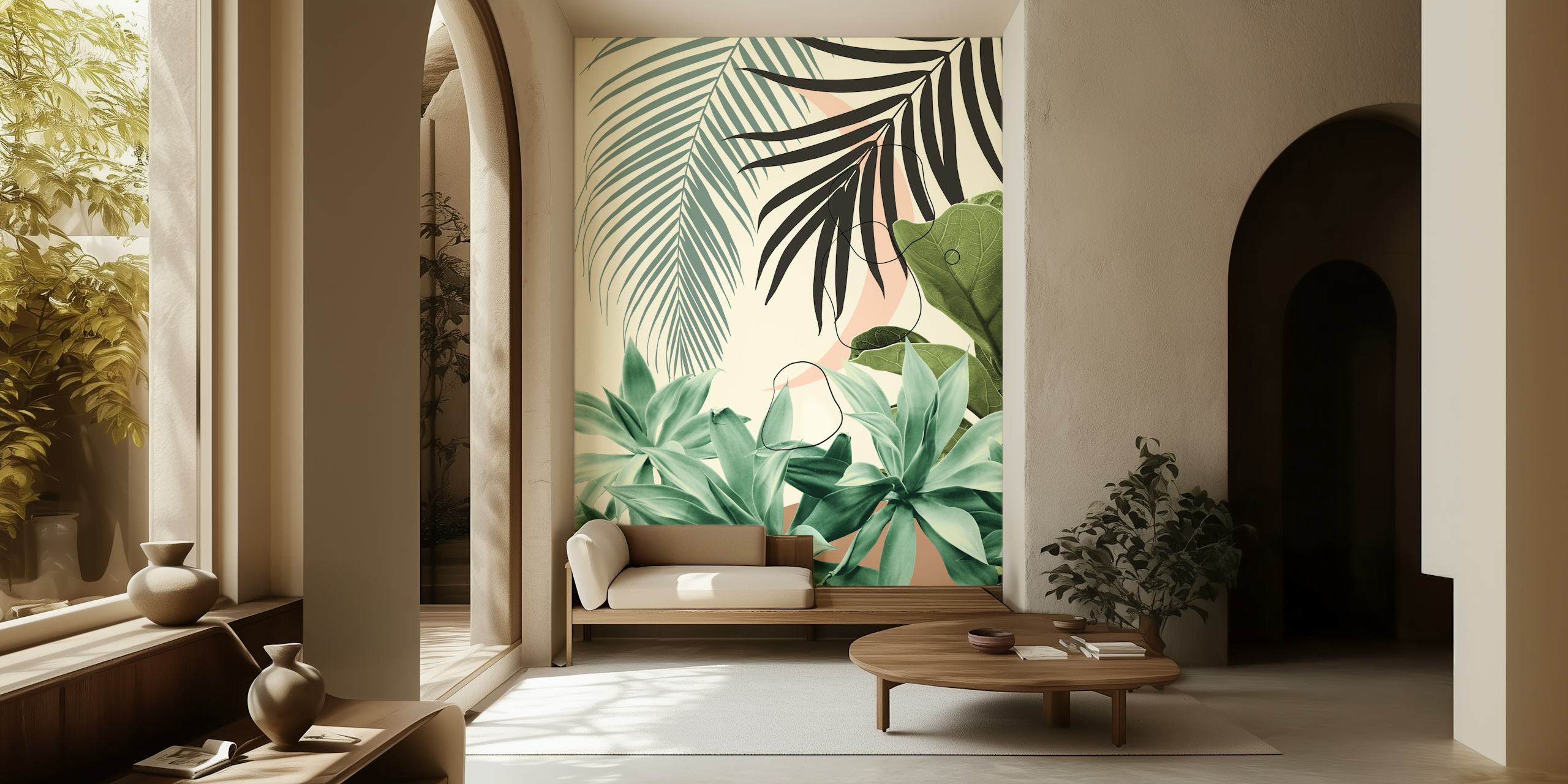 Minimal Moon Agave Palm 1 tapetti huoneessa