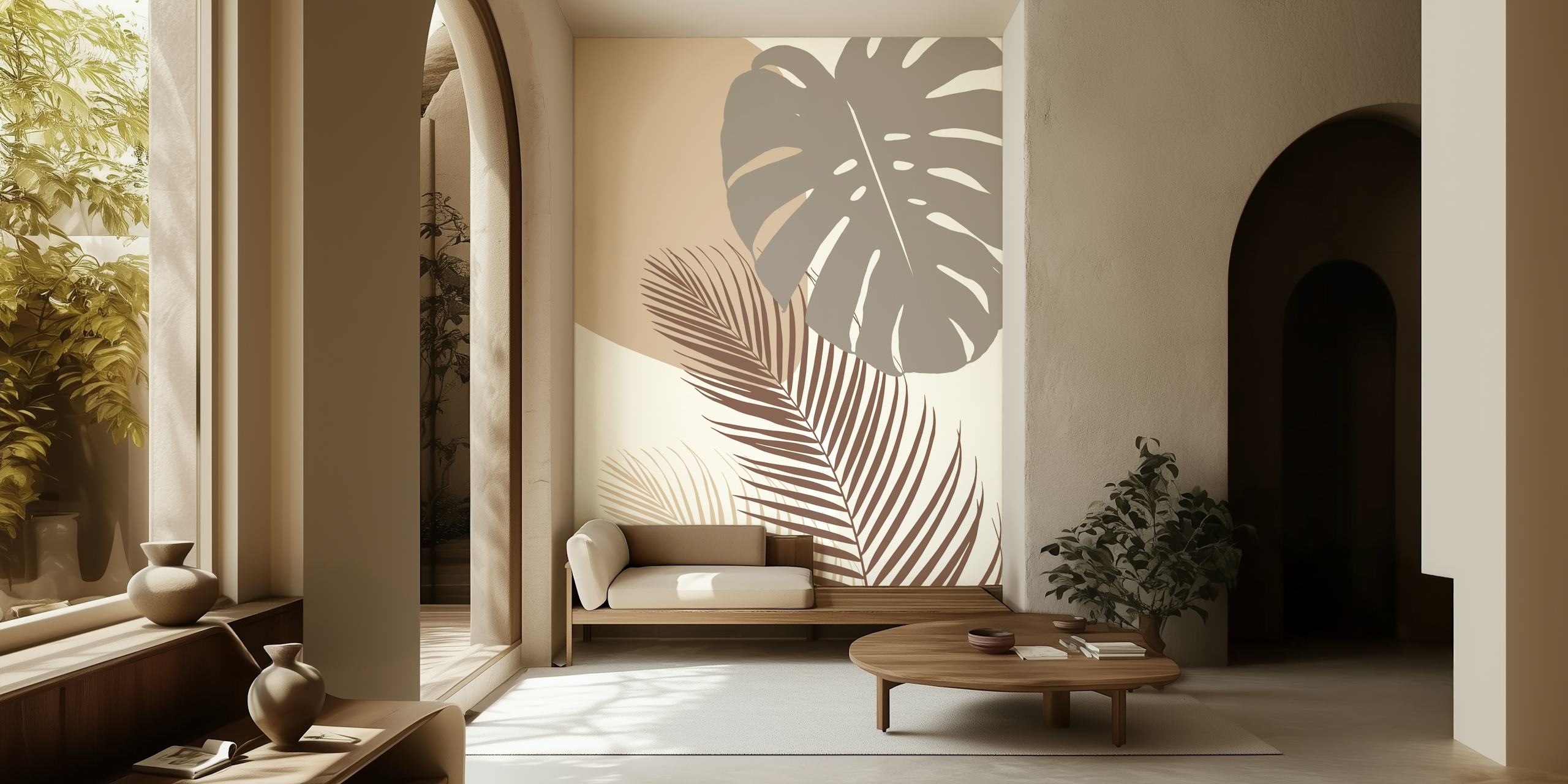 Carta da parati Minimal Monstera Palm in una stanza
