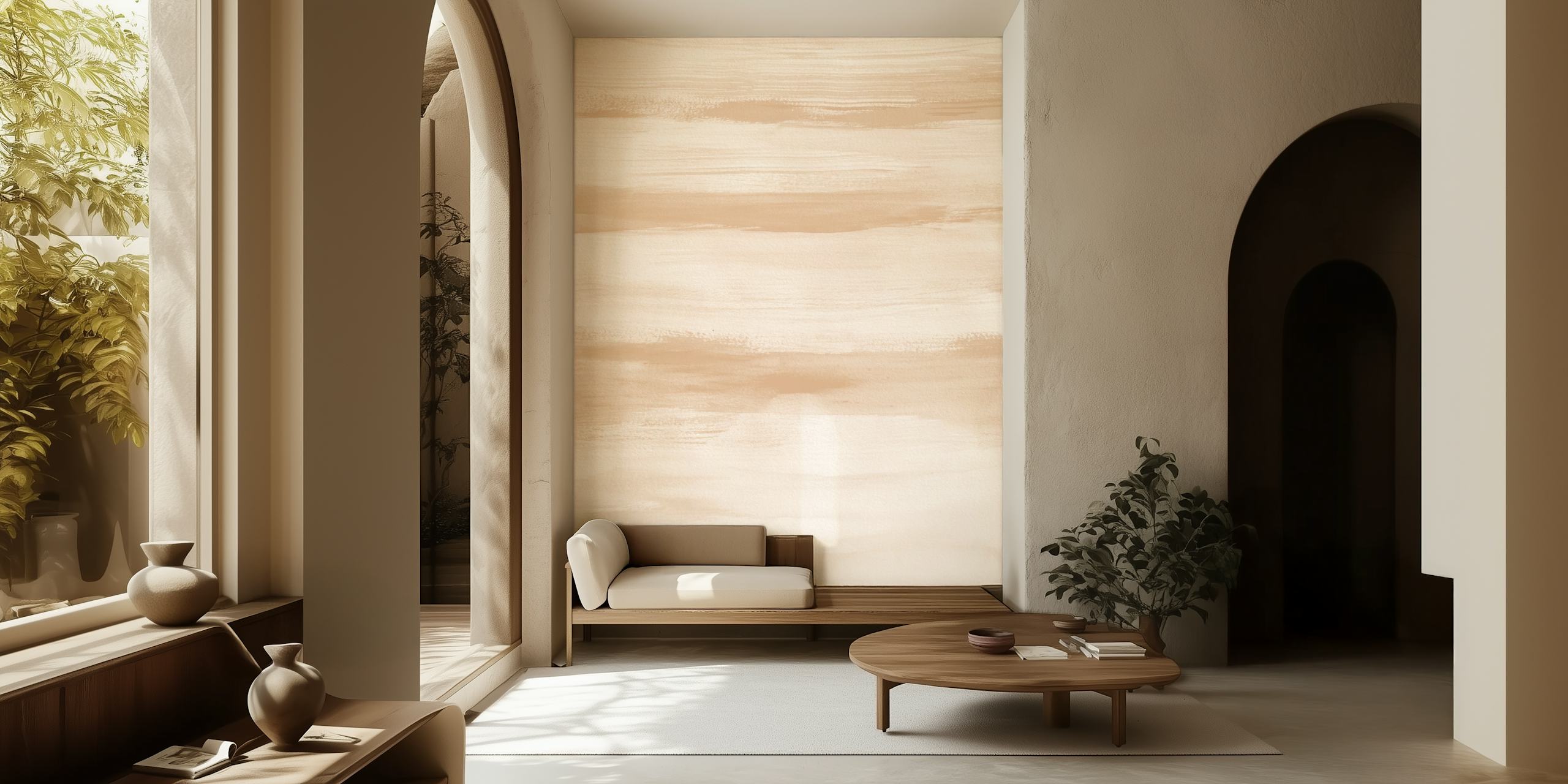 Warm Beige Watercolor wallpaper in a room
