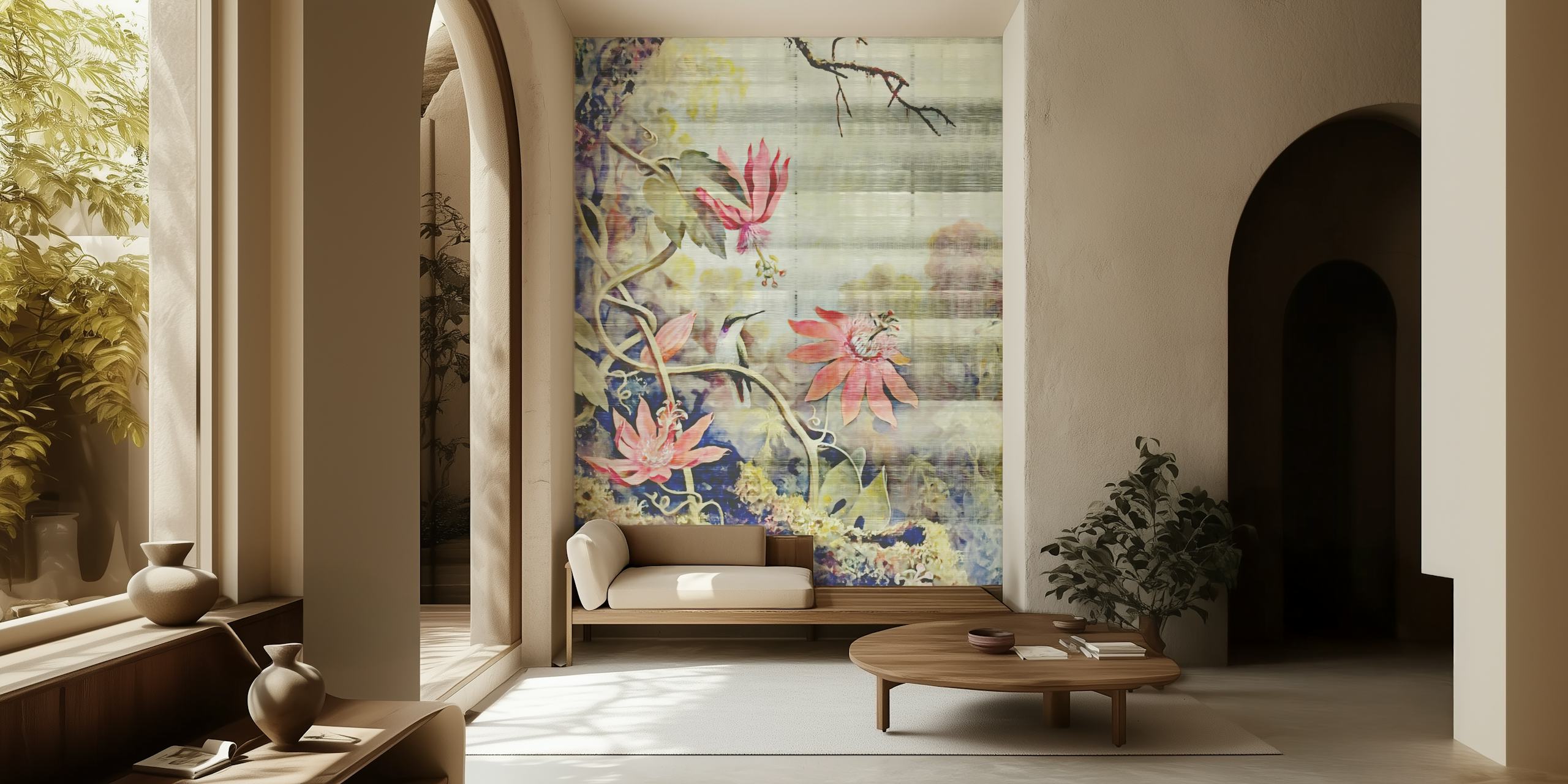 Tropics on Hand Drawn Silk papier peint dans un cadre de pièce