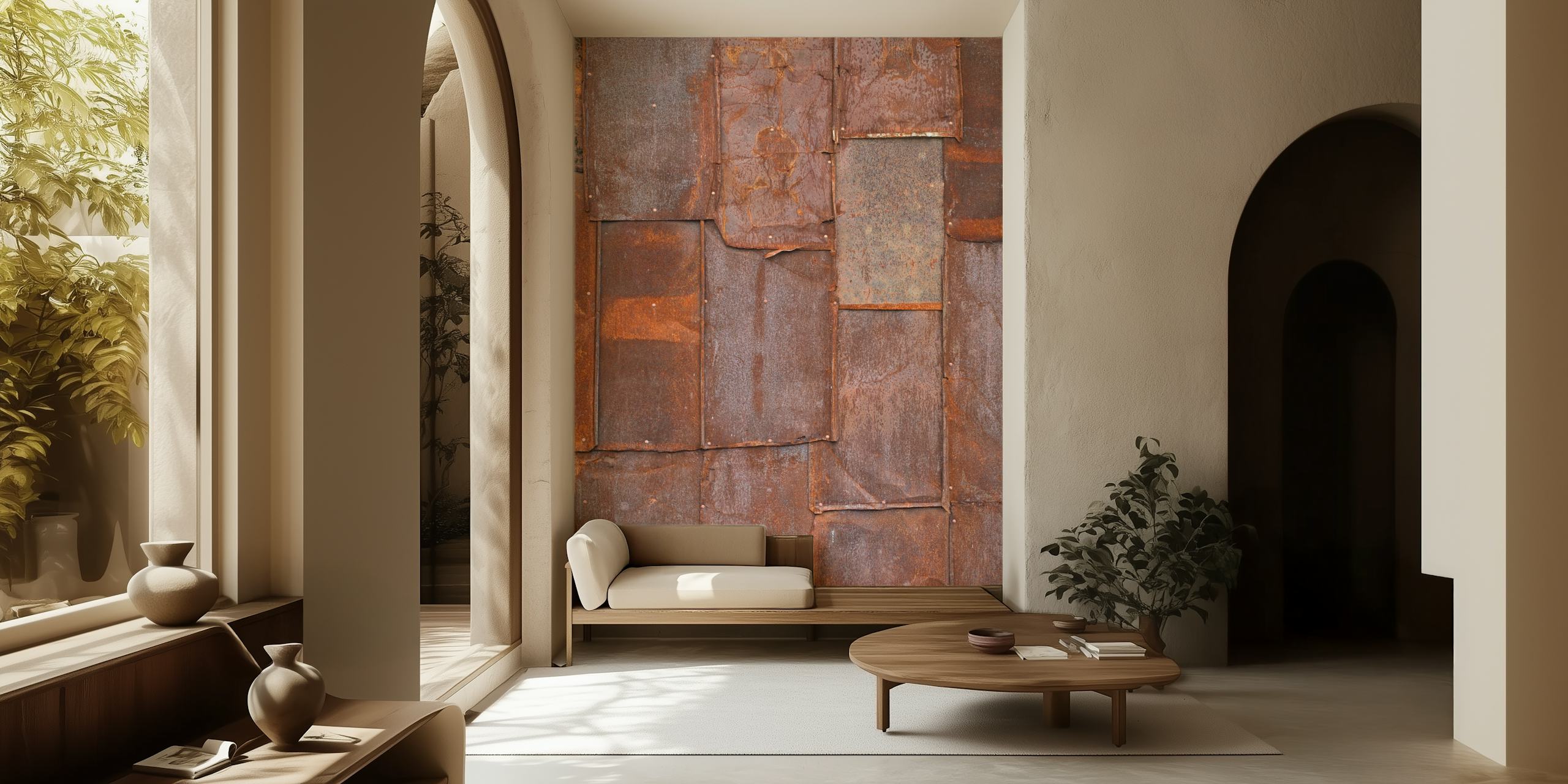 Carta da parati Rusty Panel con texture metalliche esposte alle intemperie