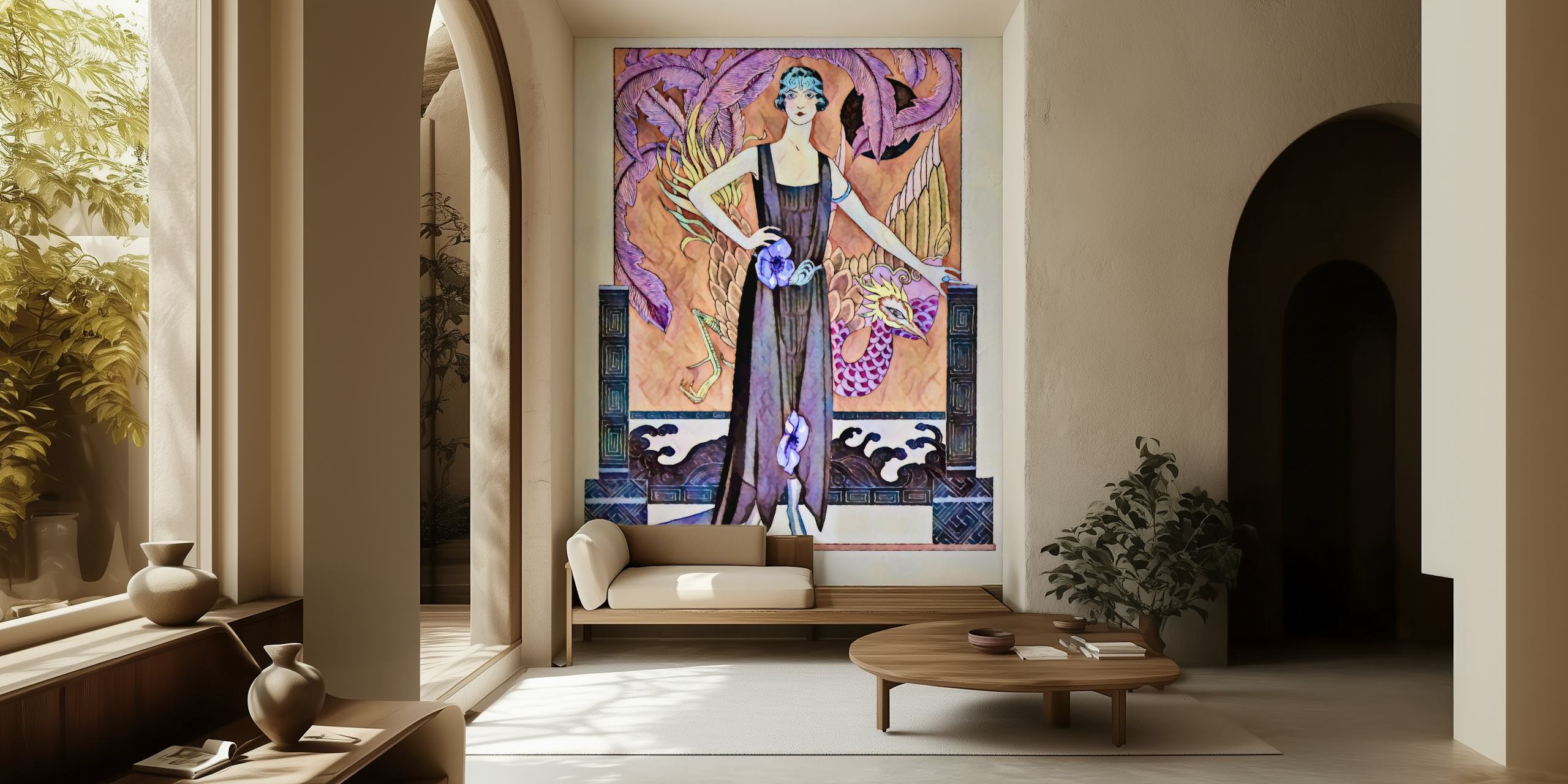 Vintage Art Deco Bright Luxe wallpaper in a room