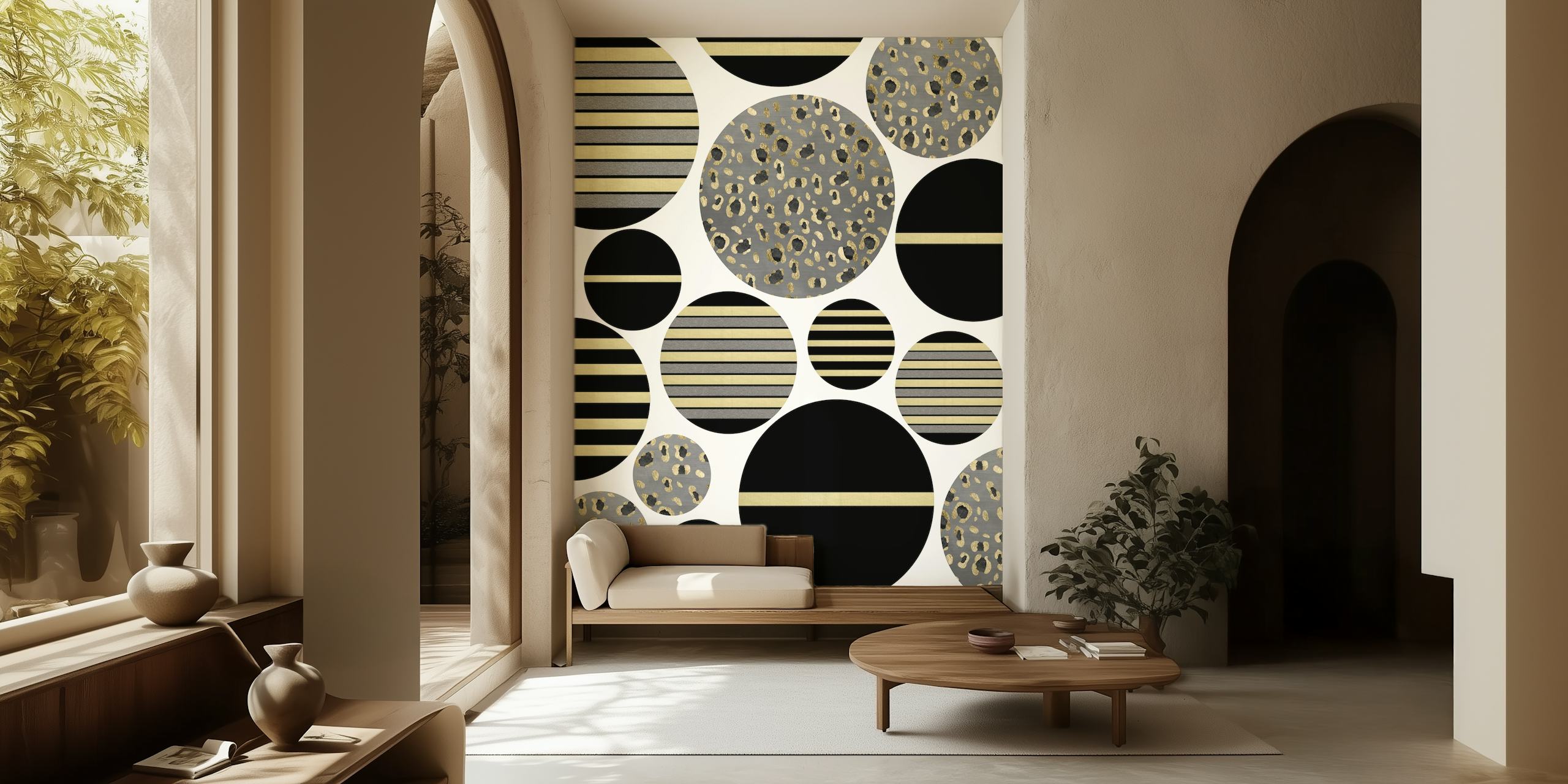 Striped and patterned Christmas balls wall mural design