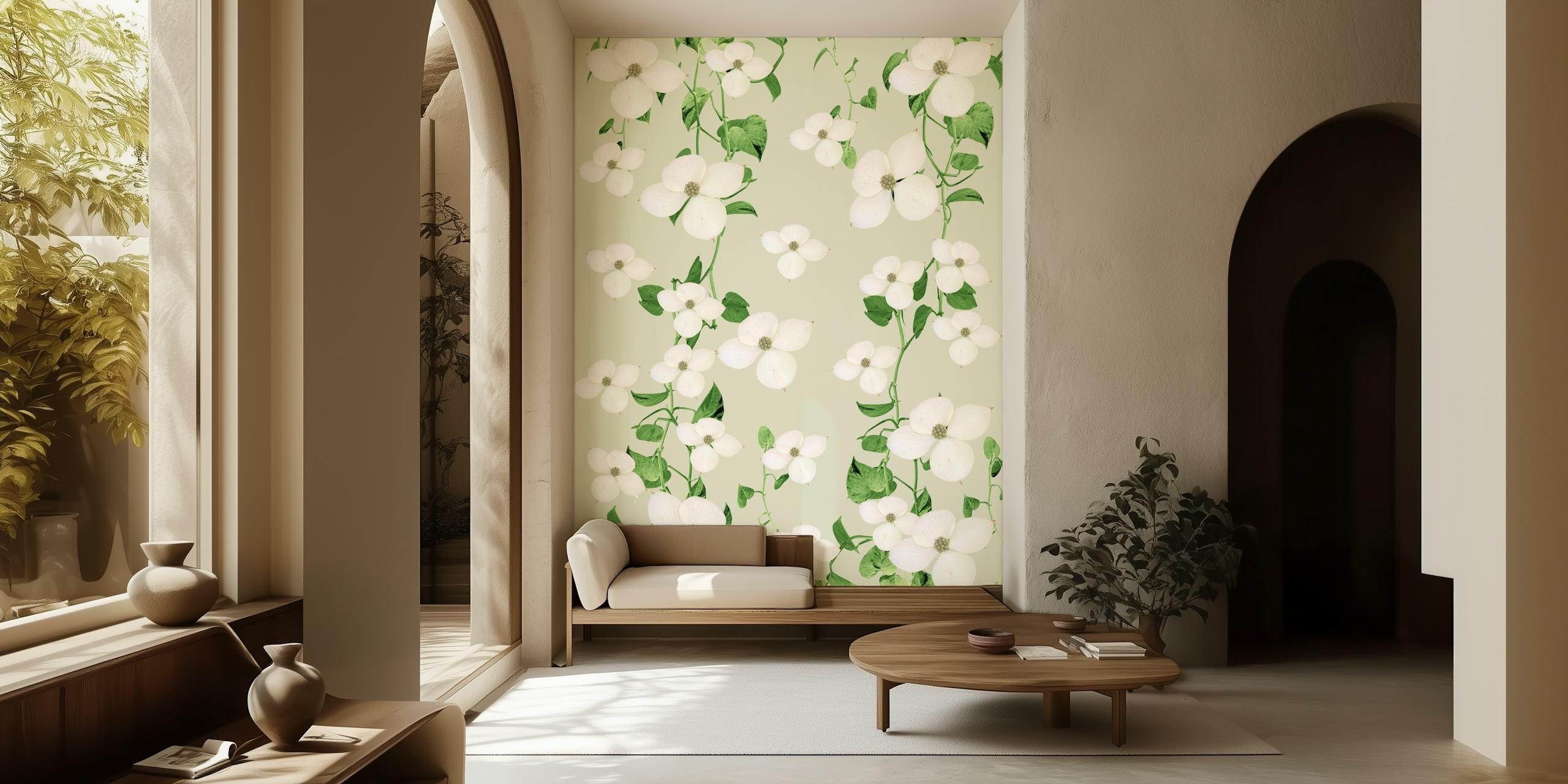 Golden Pothos Ivy Flower tapet i et rom
