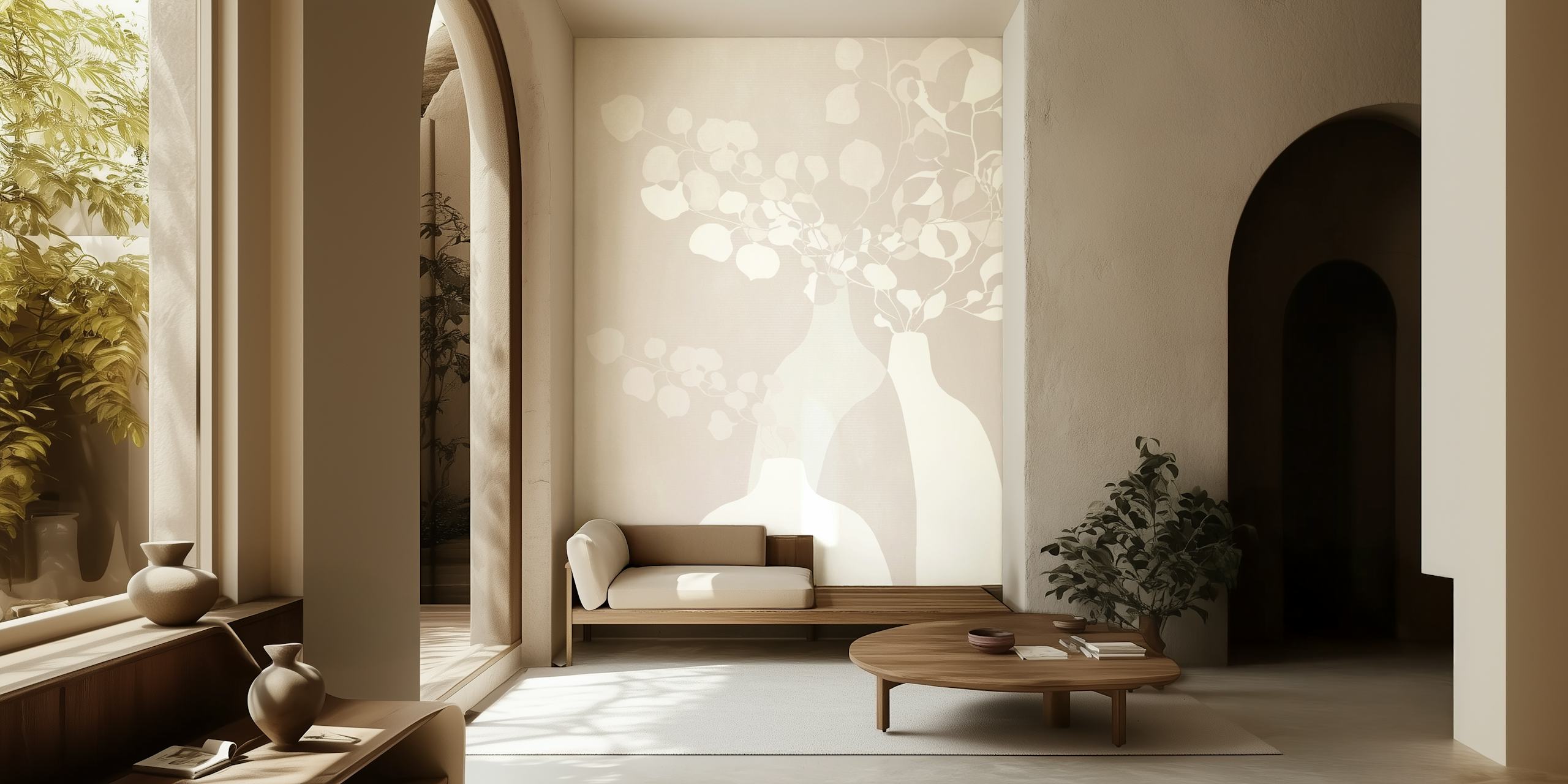 Flower Vase Love Beige tapeta w pokoju