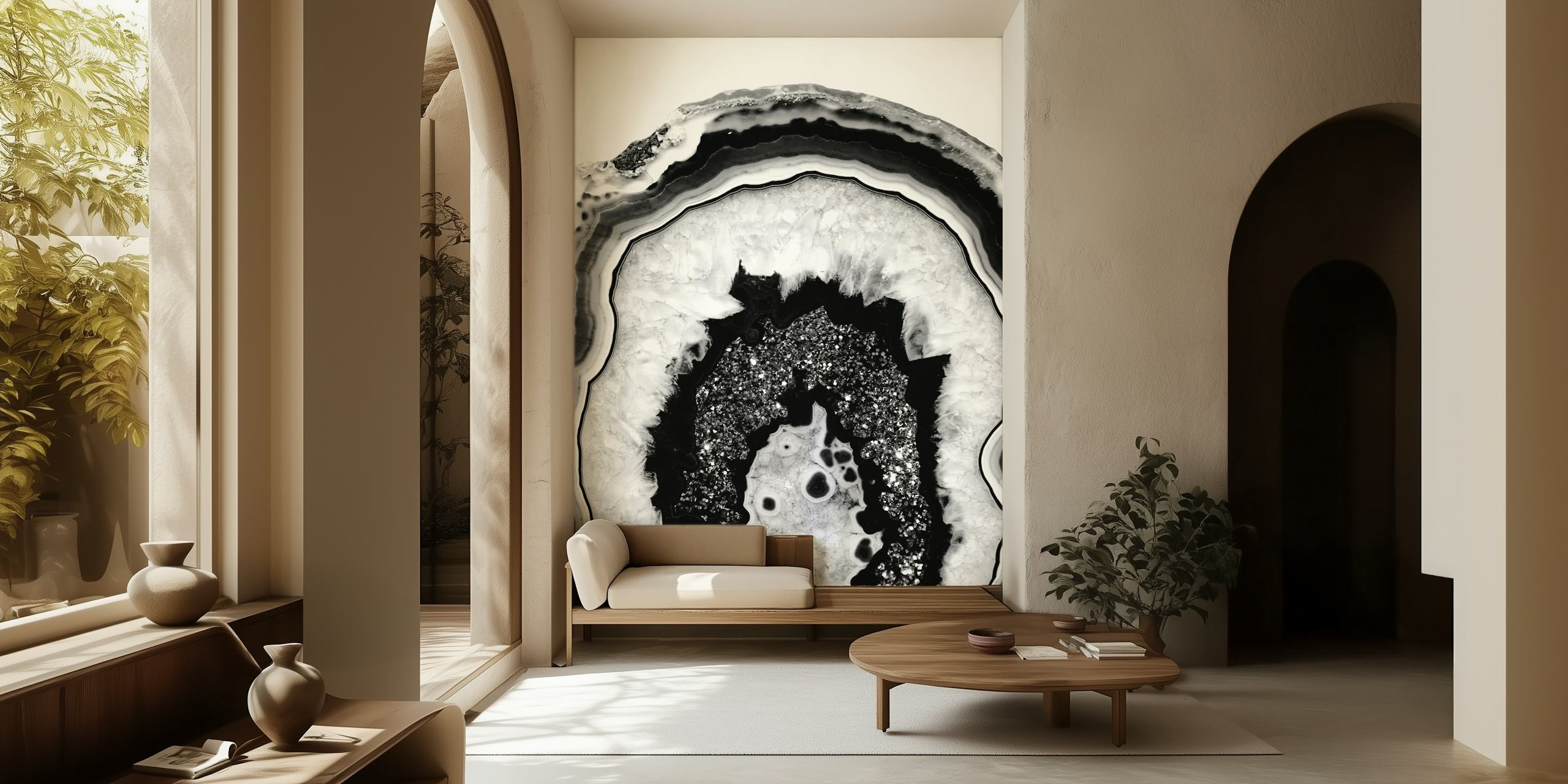 Papel pintado Gray Black White Agate Black 2 en una habitación