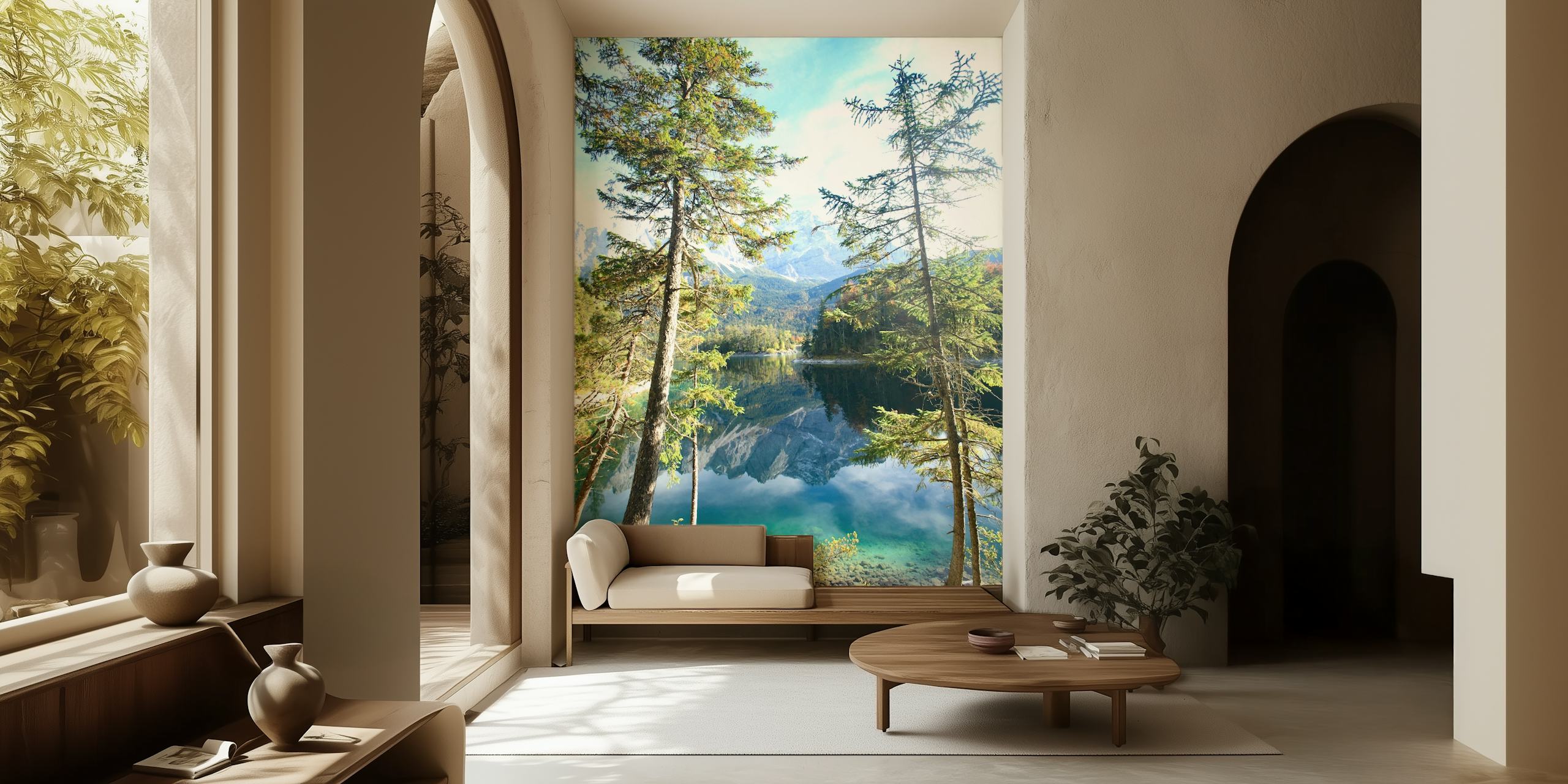 Mountain Lake Bliss 2 wallpaper in een kamer