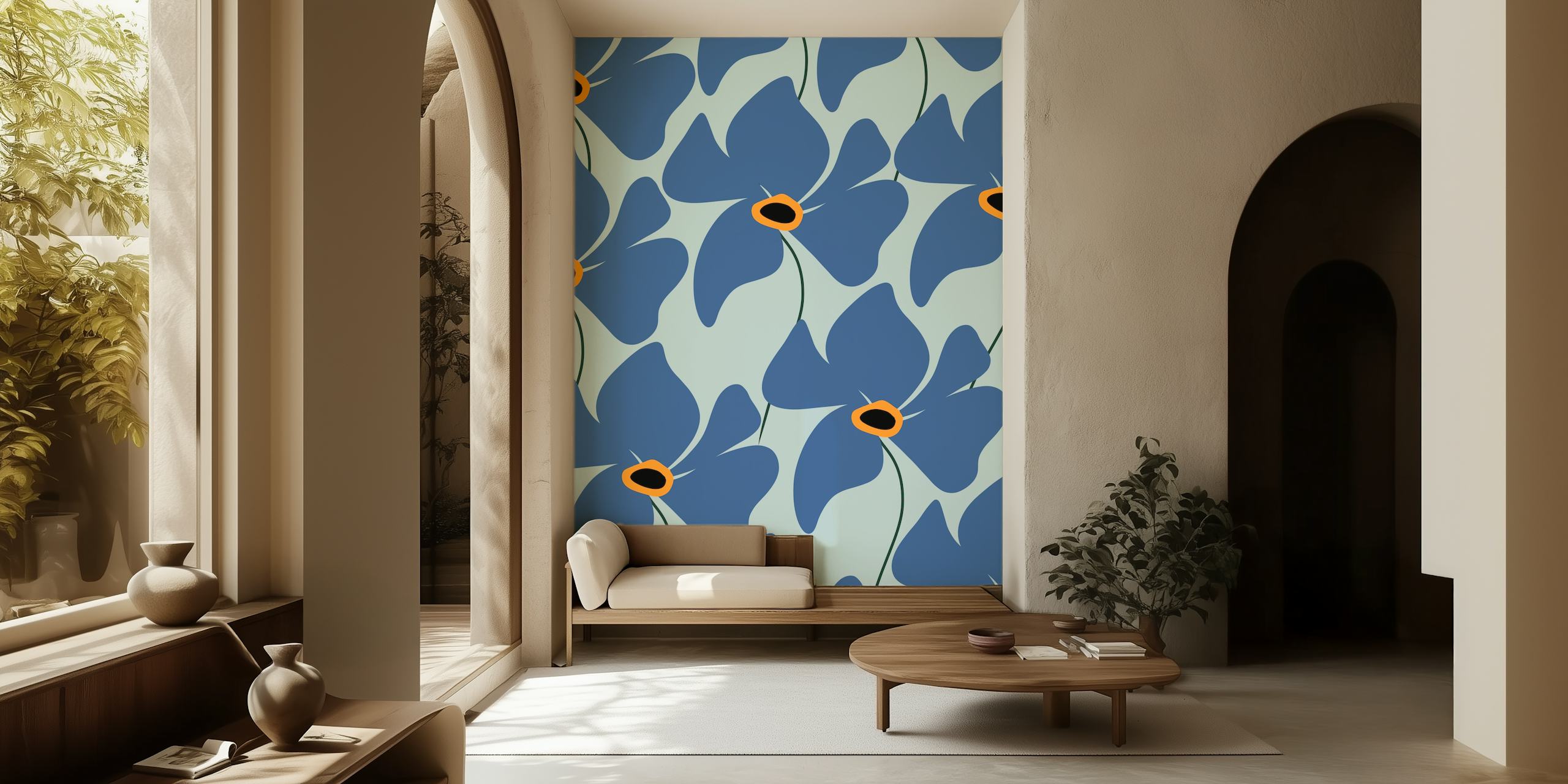 Abstract Floral Glam 3 wallpaper in a room