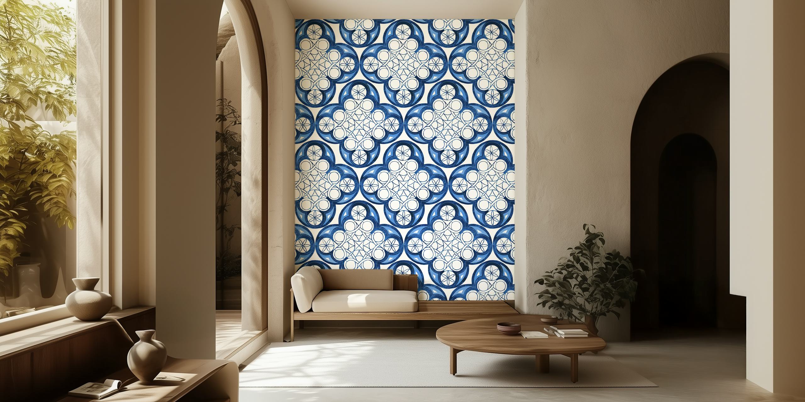 Indigo Blue Moroccan Tile Σχέδιο Τοίχου