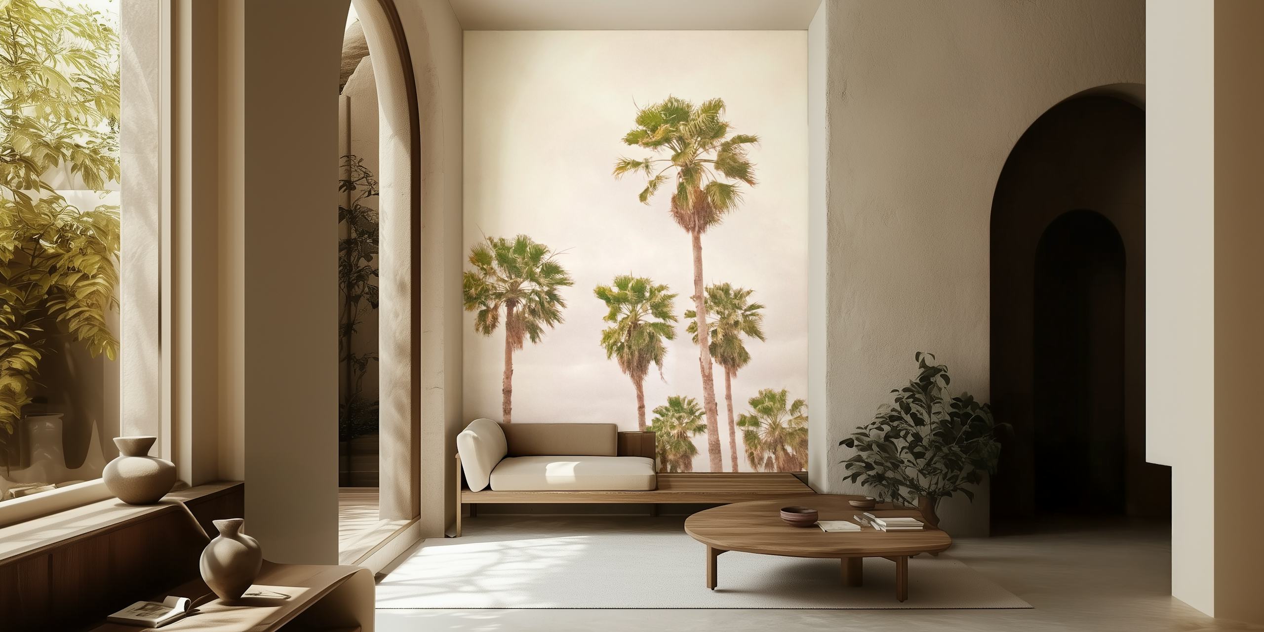 Dushi Palm Trees 1 papel de parede em um quarto moderno