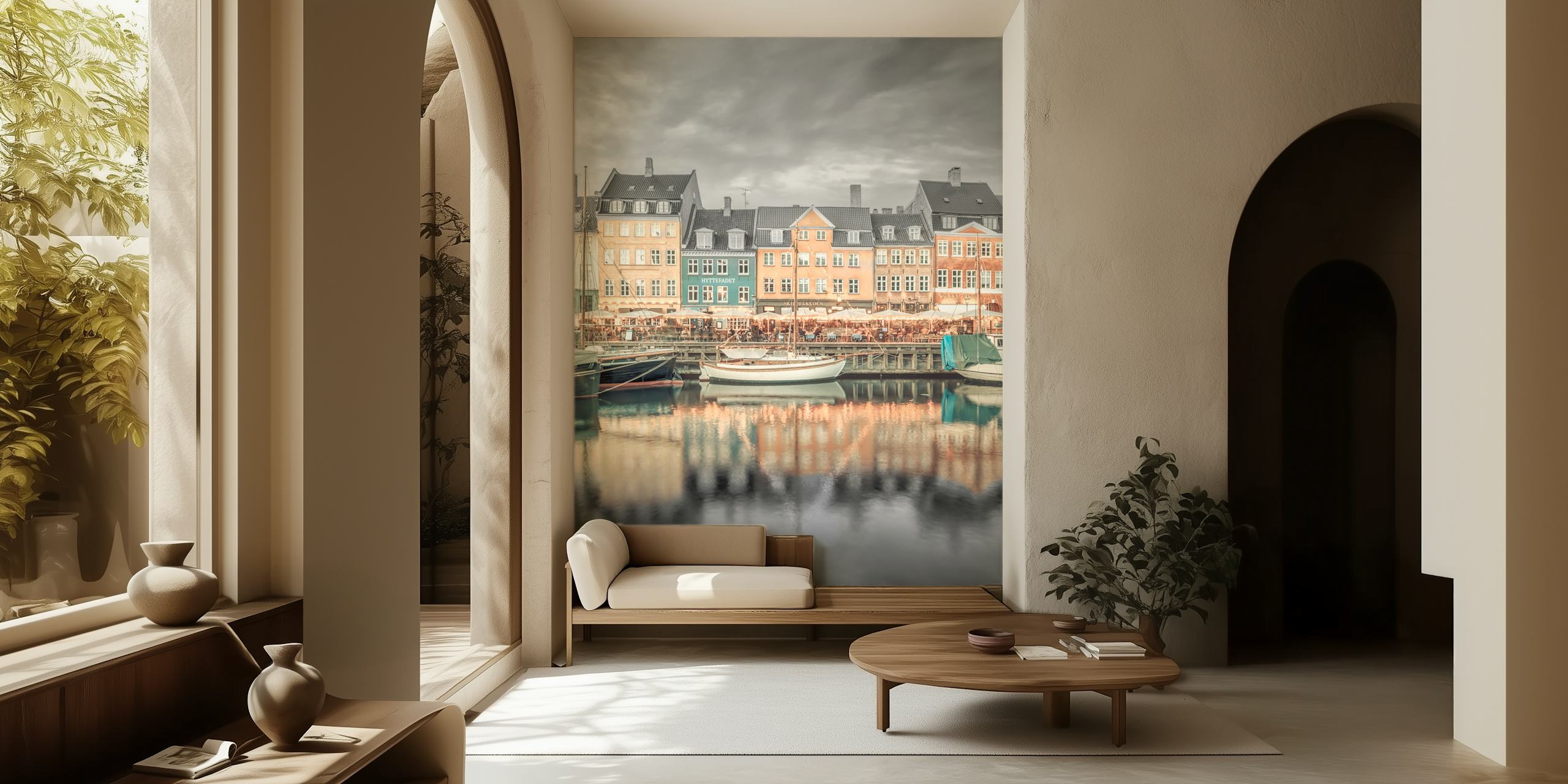Copenhagen Nyhavn vintage wallpaper design