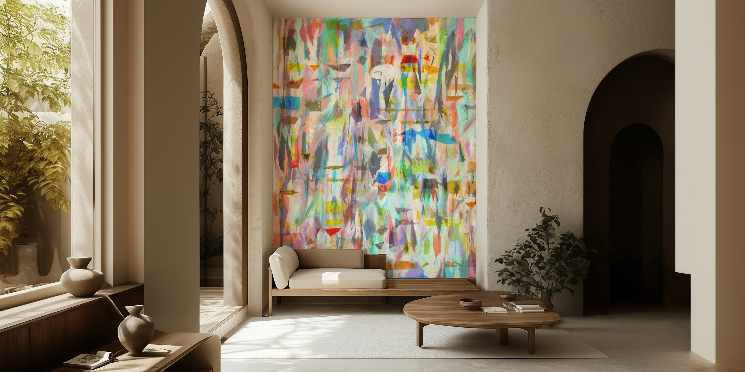 Colorful abstract pattern wallpaper featuring vibrant hues and shapes