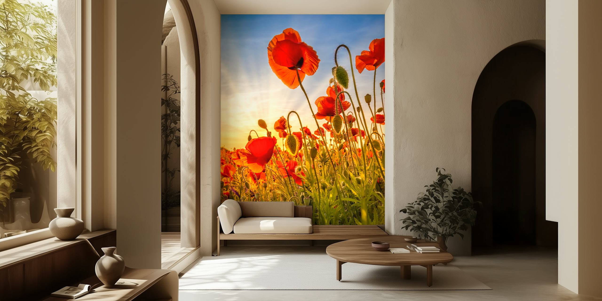 Fascinating poppies papel de parede em um quarto