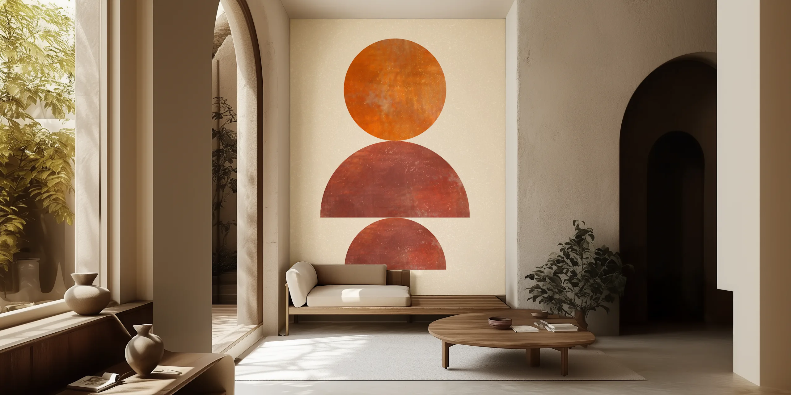 Rusty Boho Abstract Circle Wallpaper