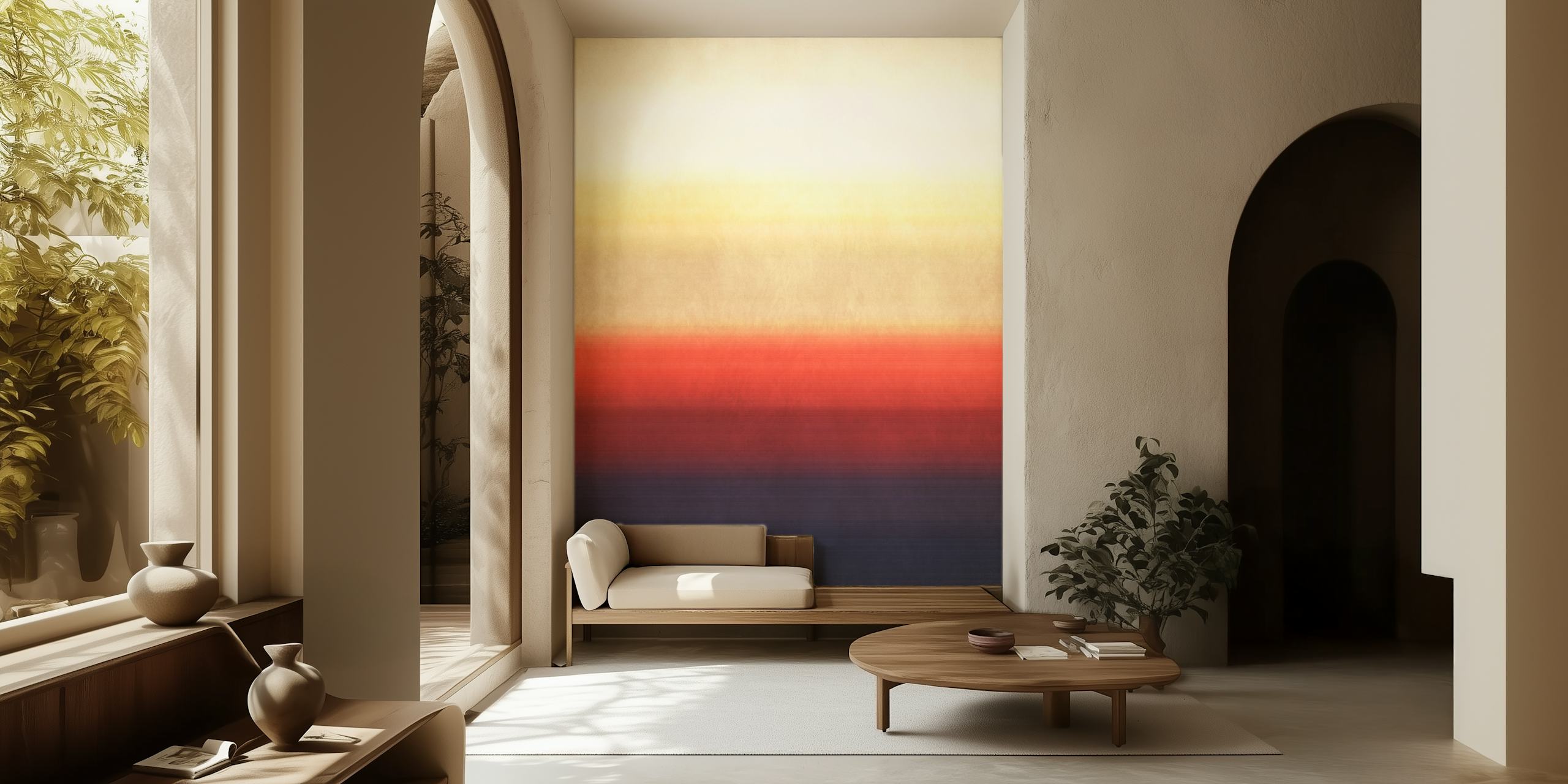 Gradient striped wallpaper featuring warm colors like beige, orange, and dark brown