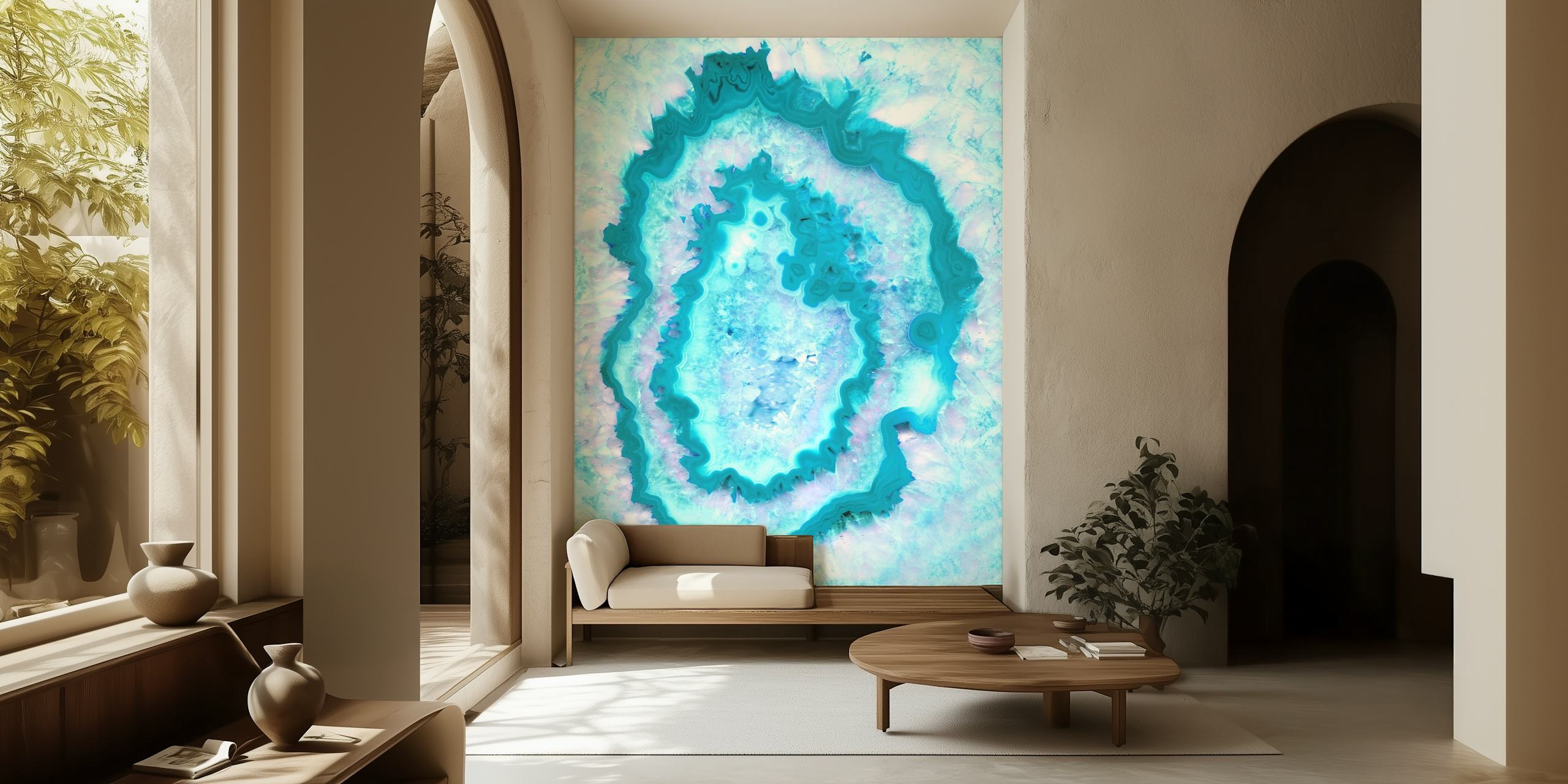 Turquoise and white agate pattern wallpaper
