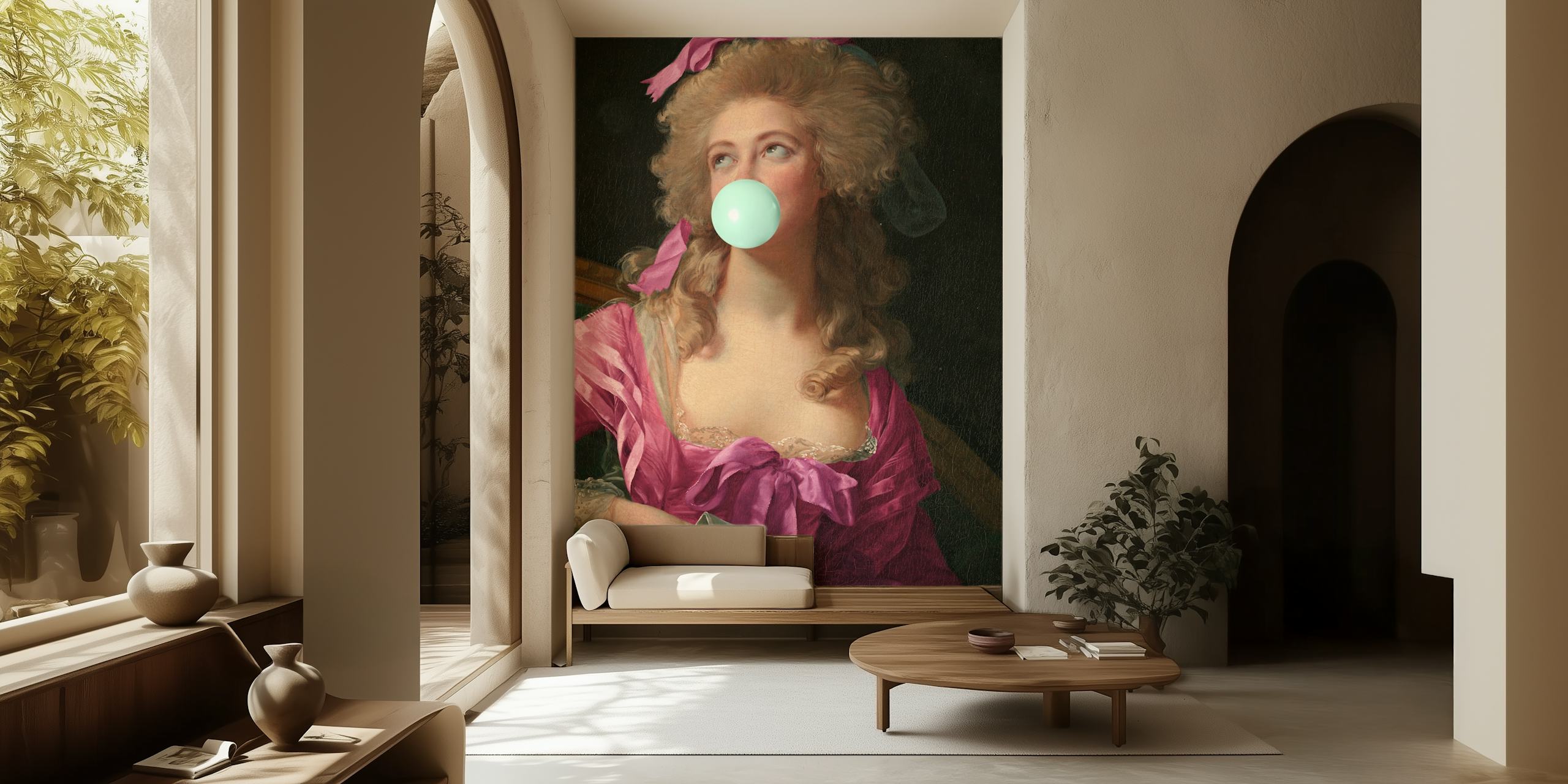 Ταπετσαρία Pink and Mint Bubble-Gum σε ένα δωμάτιο