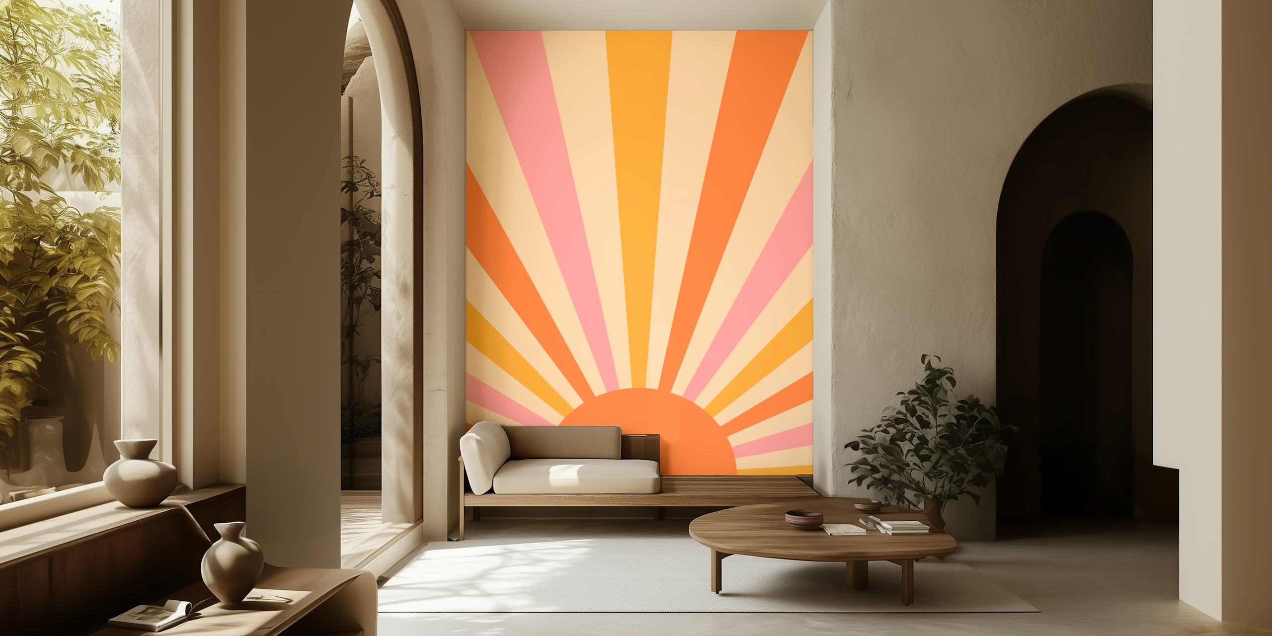 Retro Sun wallpaper displayed in a room