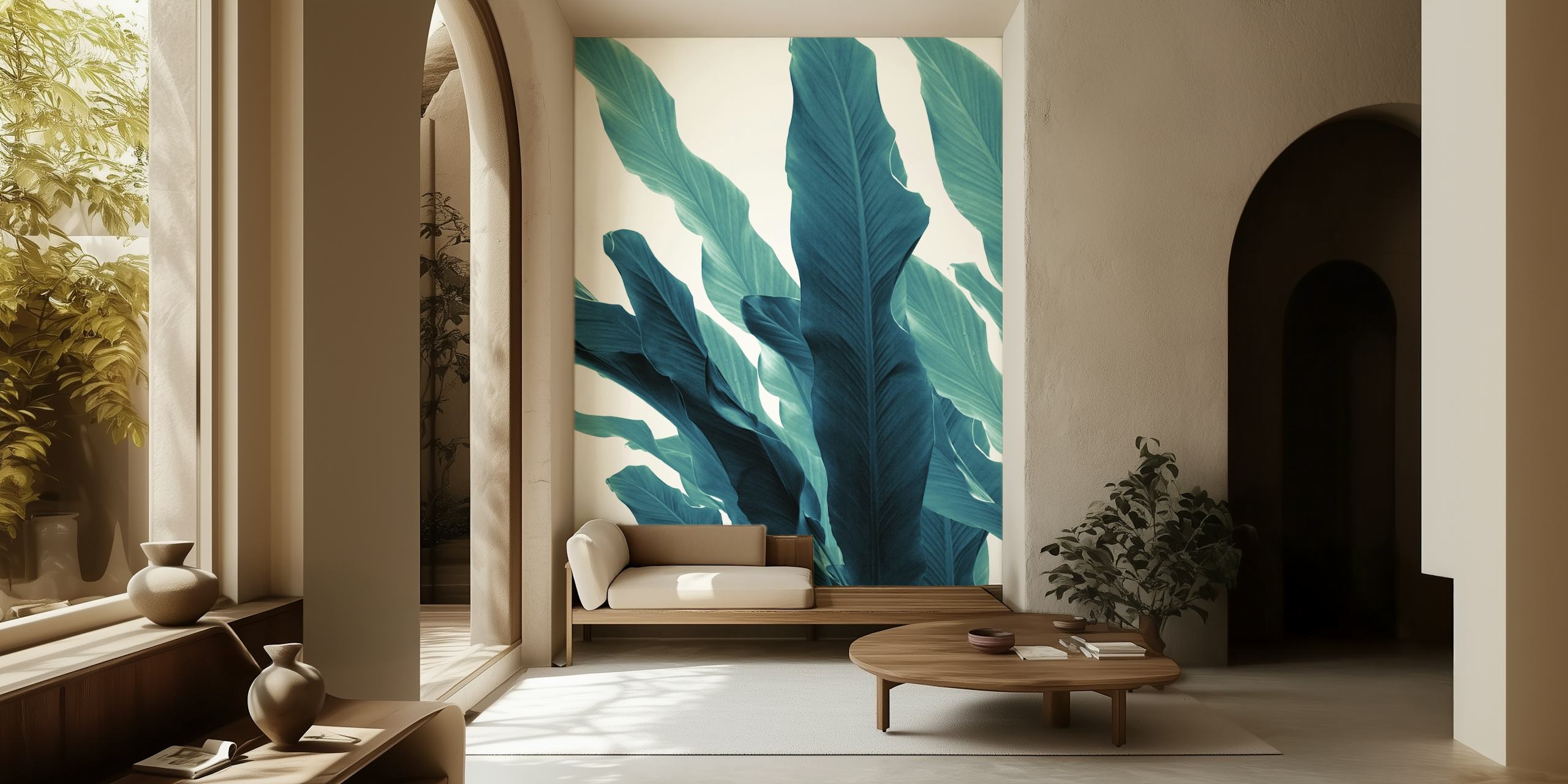 Banana Leaves Jungle wallpaper in interior setting