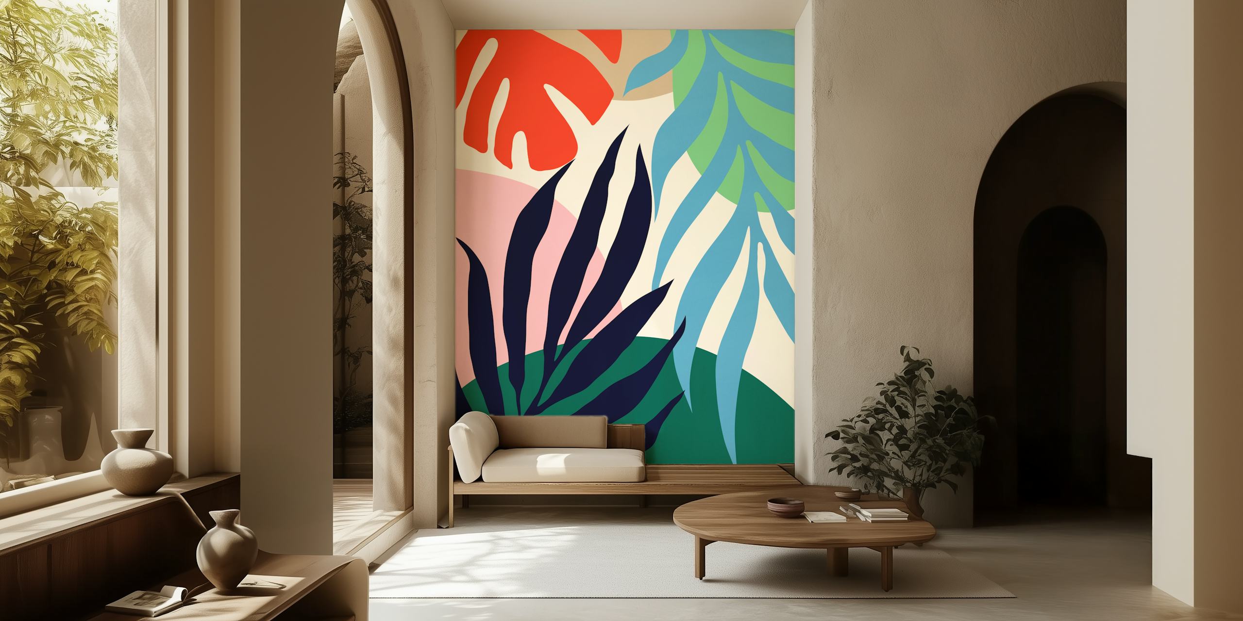 Colorful tropical leaves in various colors wallpaper