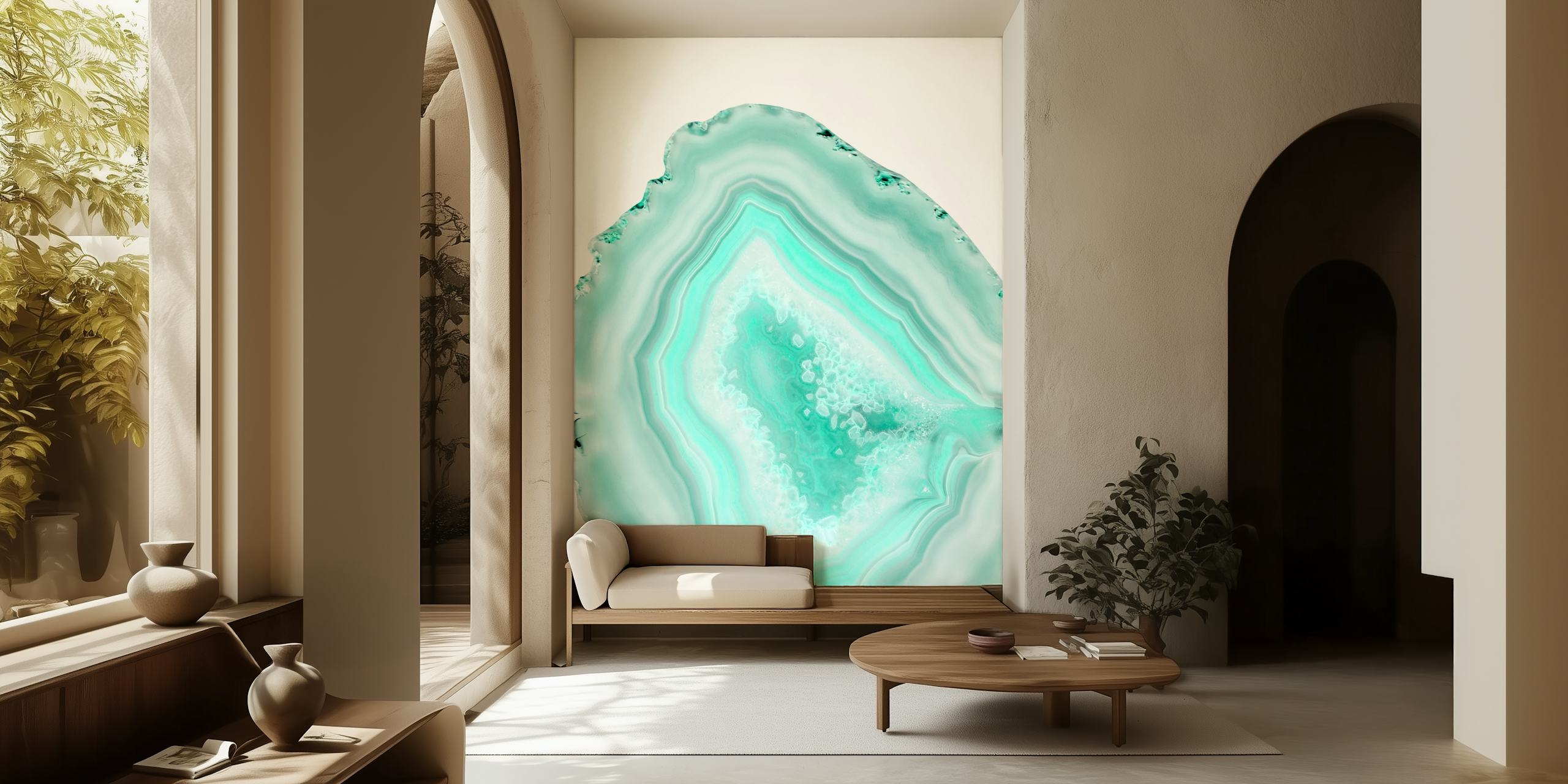Soft Turquoise Agate Dream wallpaper in a room