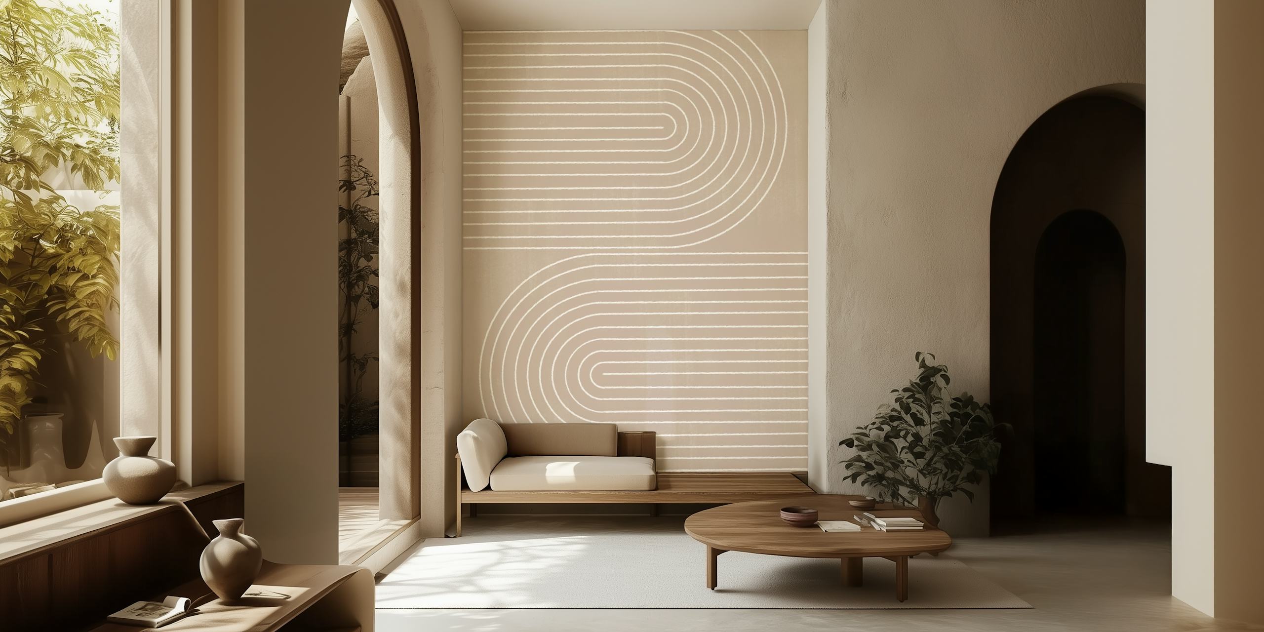 Modern Line Art Arch wallpaper in a room