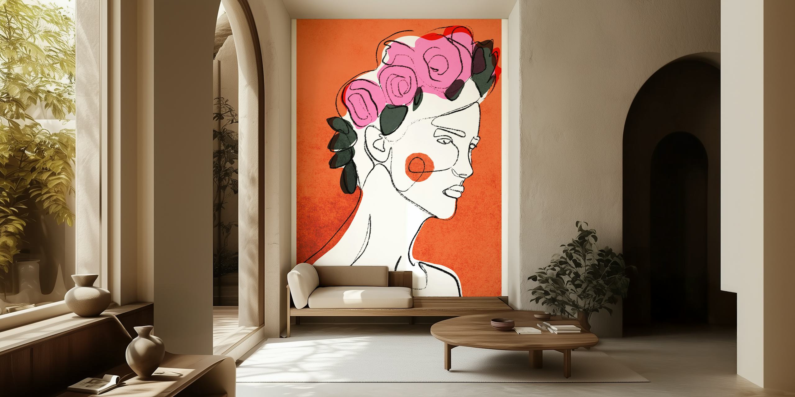 Amor wallpaper design featuring floral art