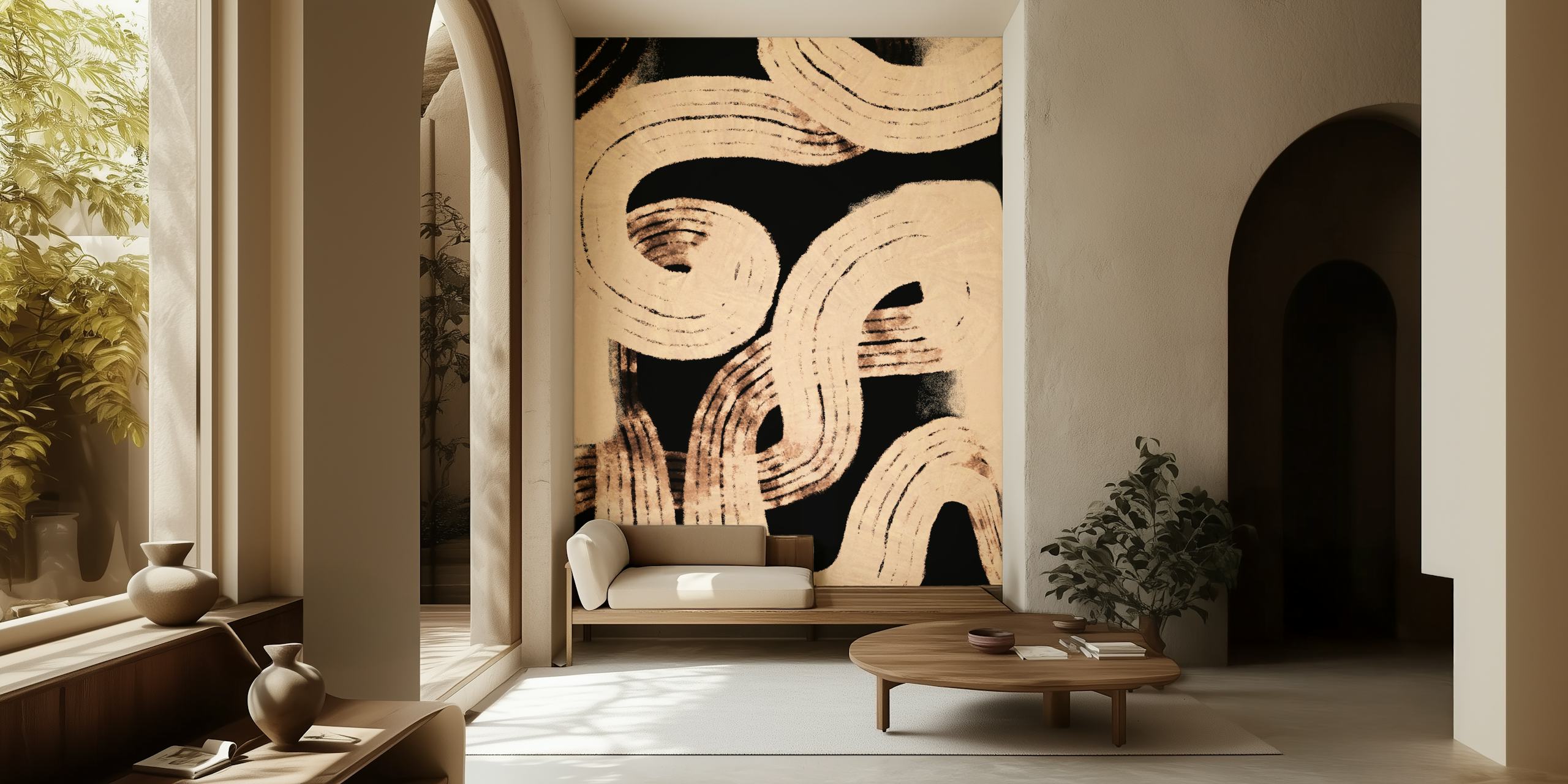 Paths wallpaper design in a room