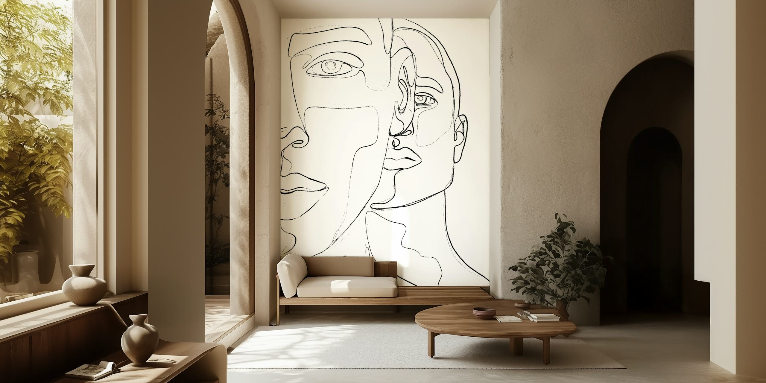 Men abstraktni portret tapeta u sobi