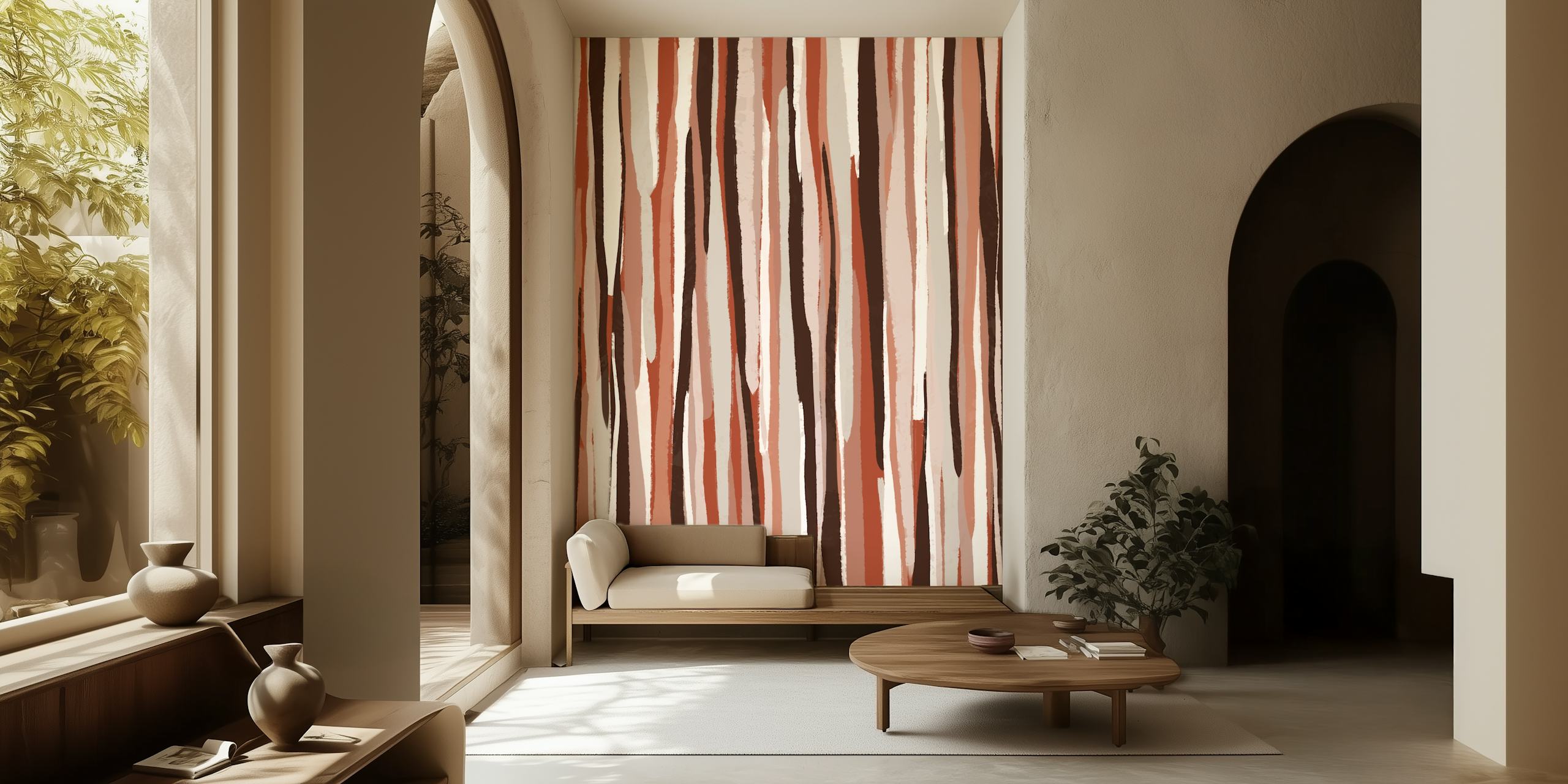 Pastel thin stripes in muted tones on wallpaper