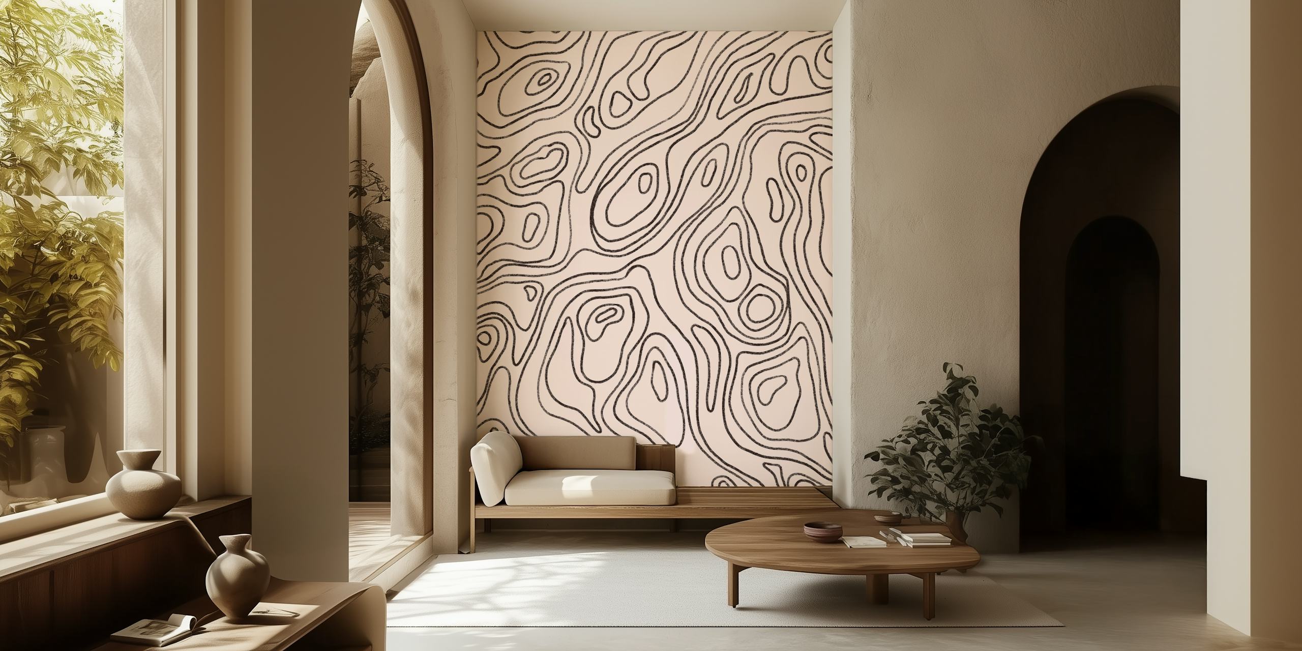 Ταπετσαρία Iso Lines Pattern σε μοντέρνο δωμάτιο
