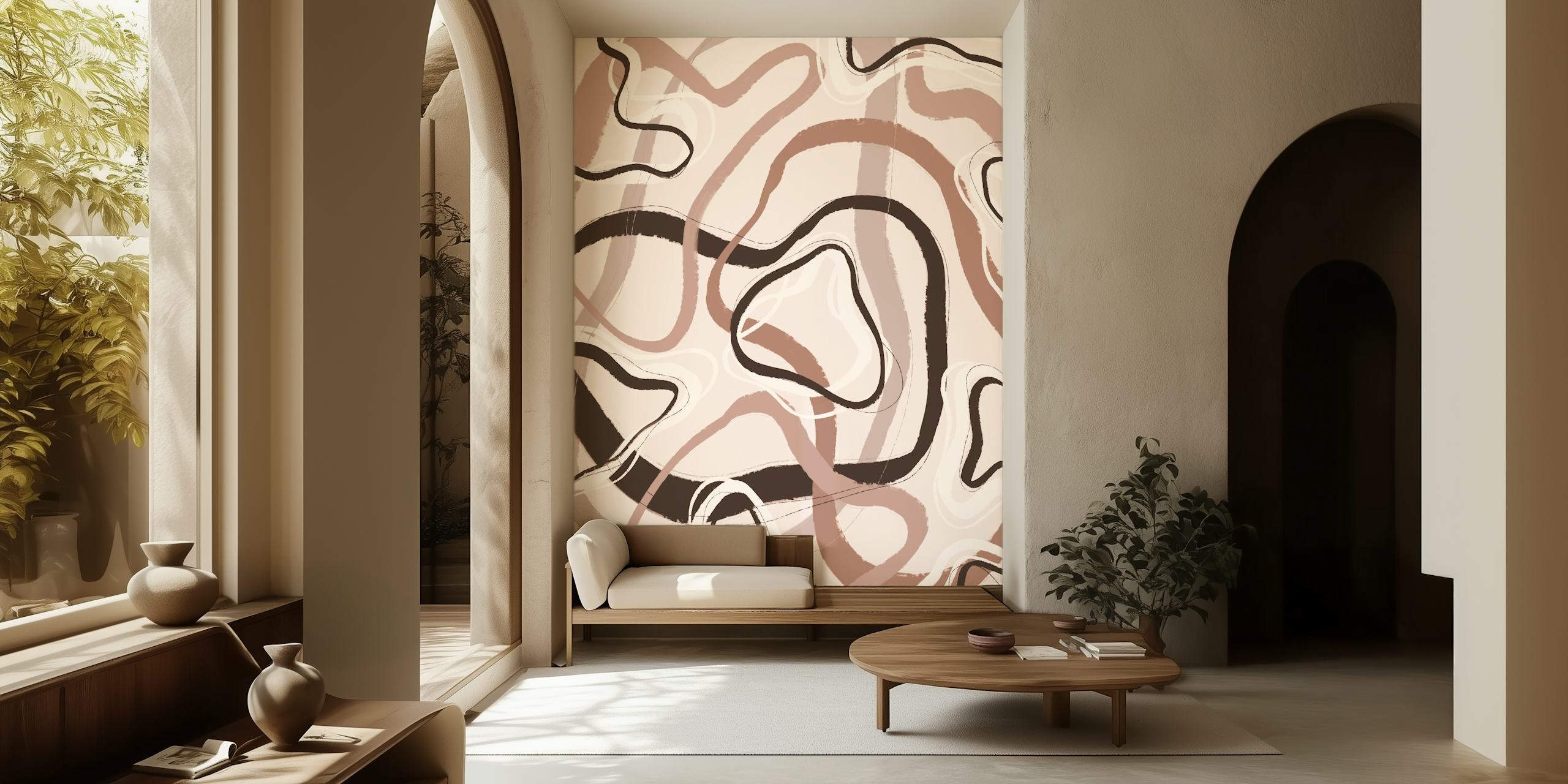 Subtle pastel circle pattern wall mural for a tranquil home decor aesthetic