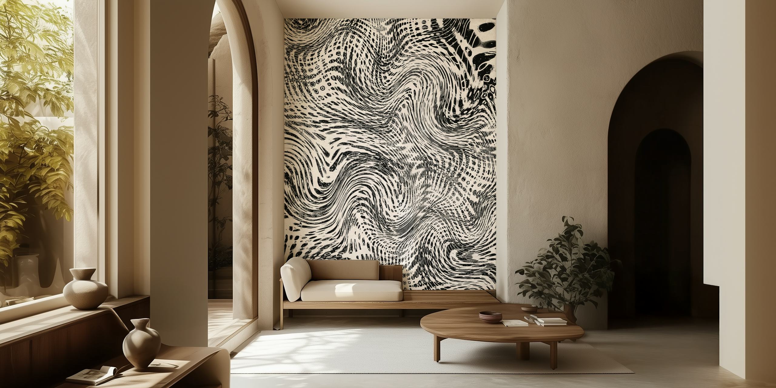 carta da parati Black And White Net Pattern in una stanza