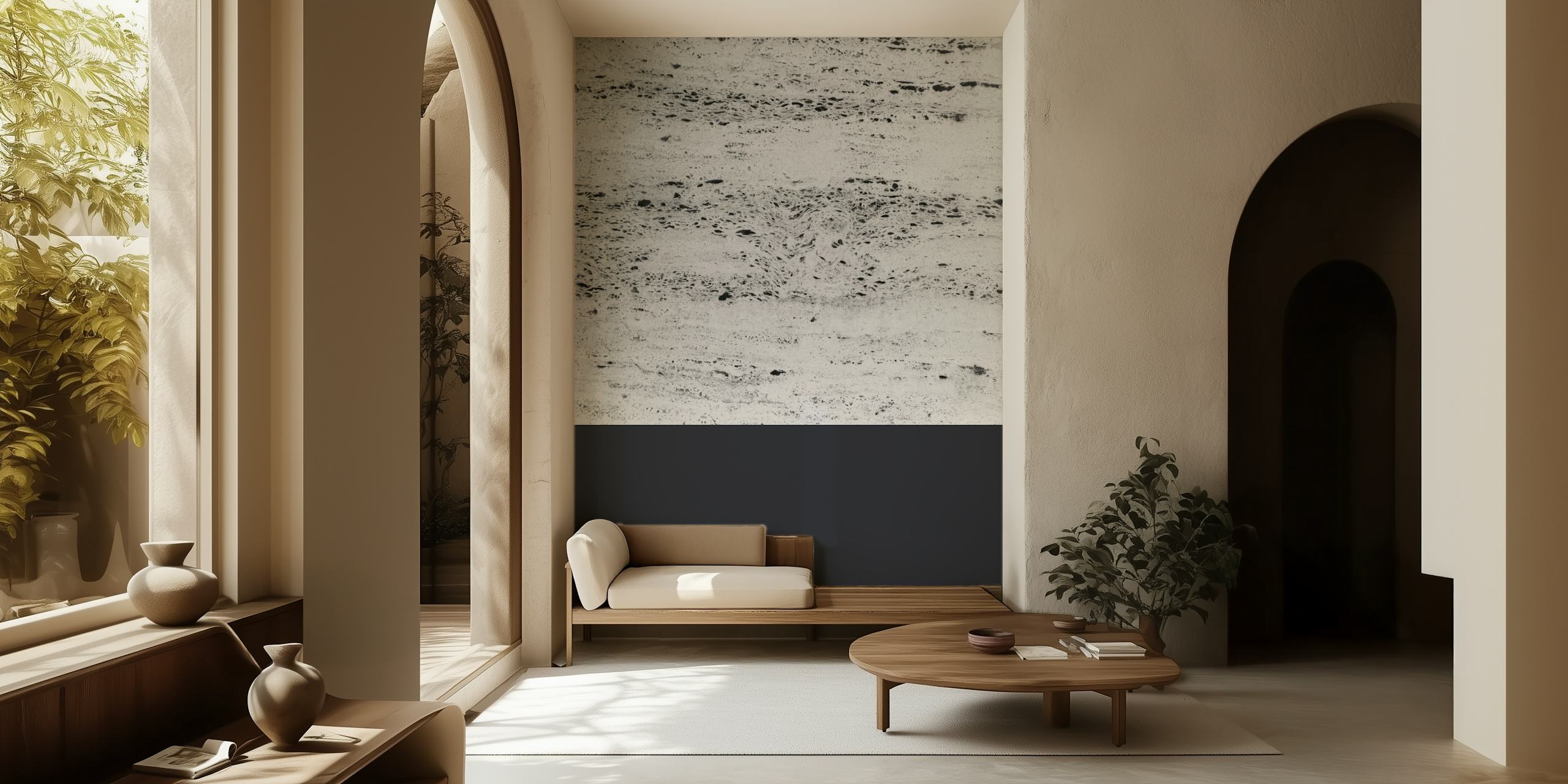 Charcoal on Concrete wallpaper displayed in a room
