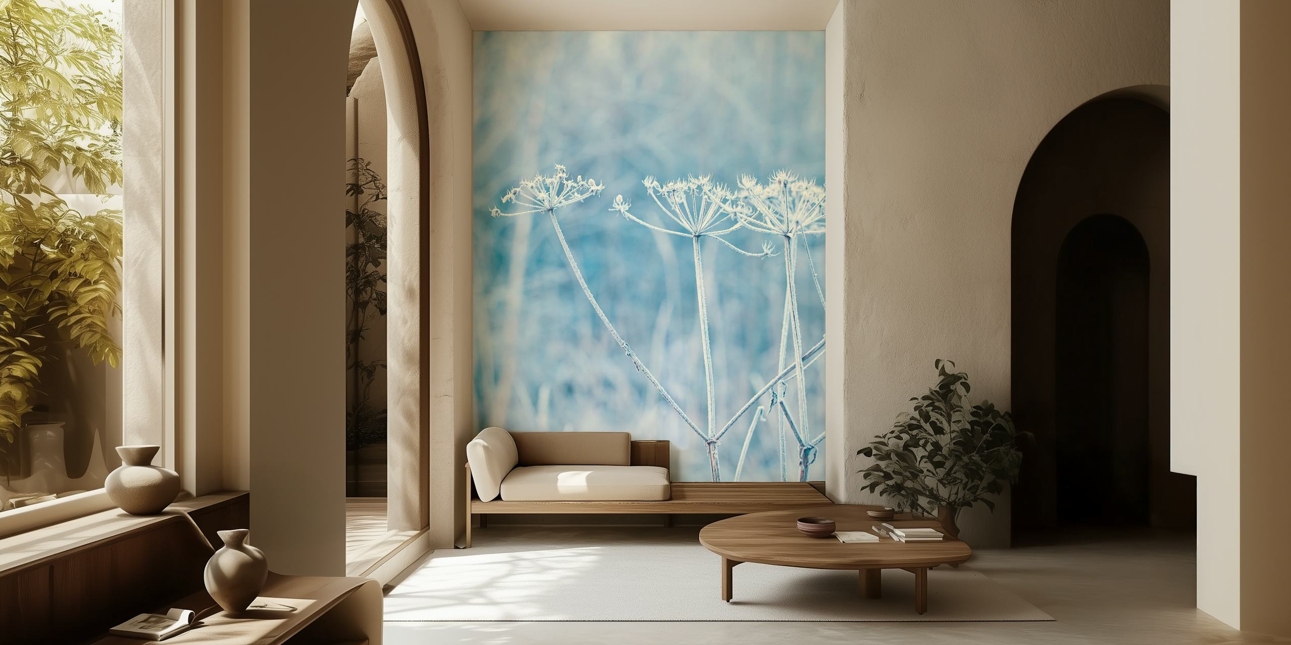 Frost-covered plants wallpaper design