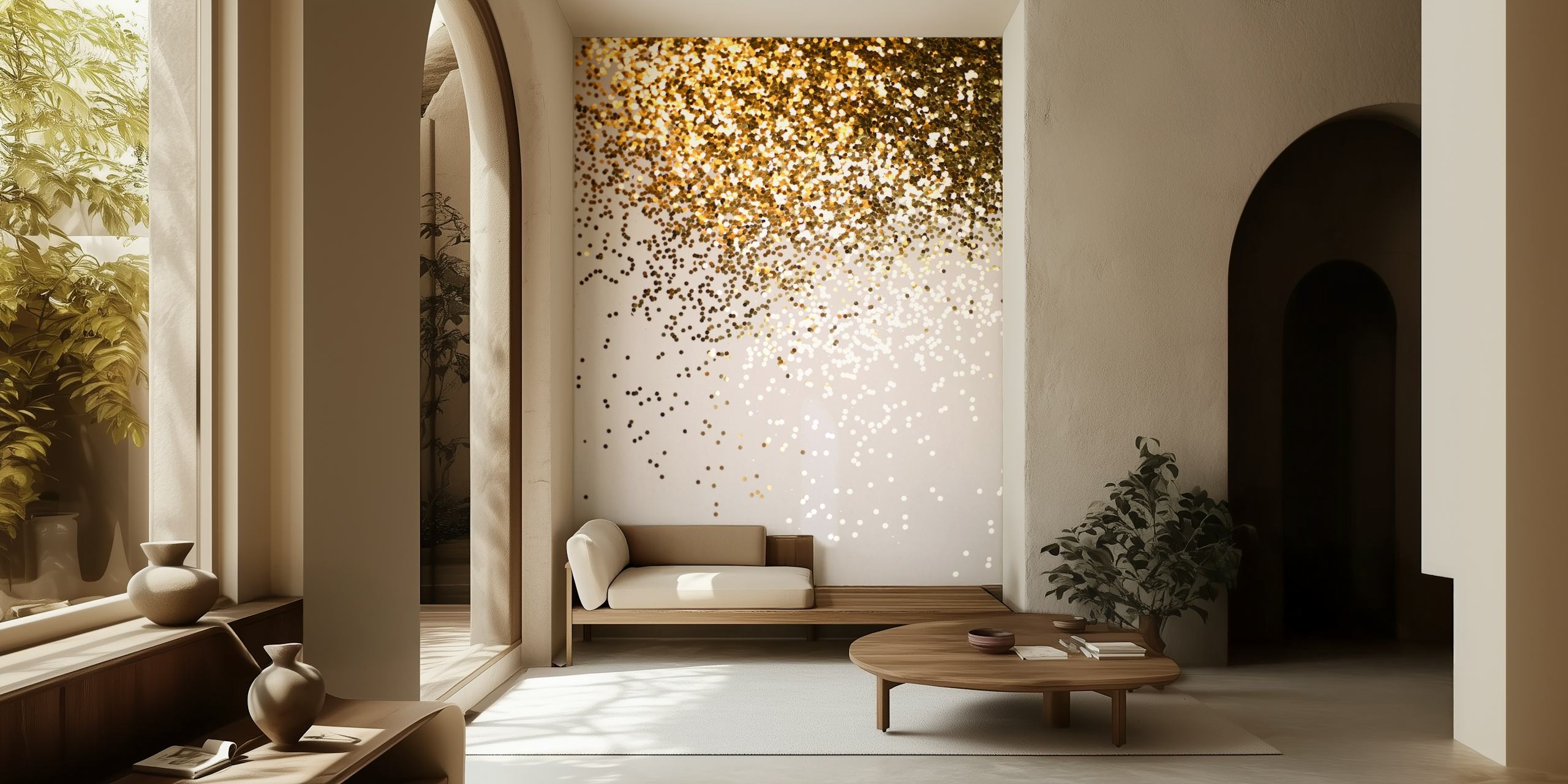 Paillettes dorées et argentées sur fond clair wallpaper