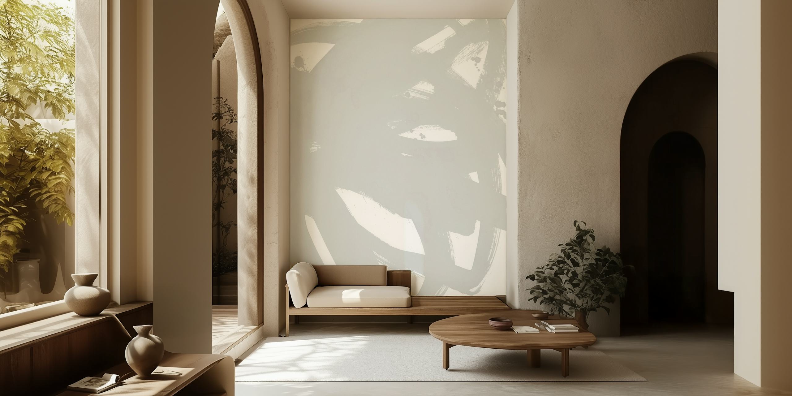 Gestural 3 - neutral wallpaper design on display