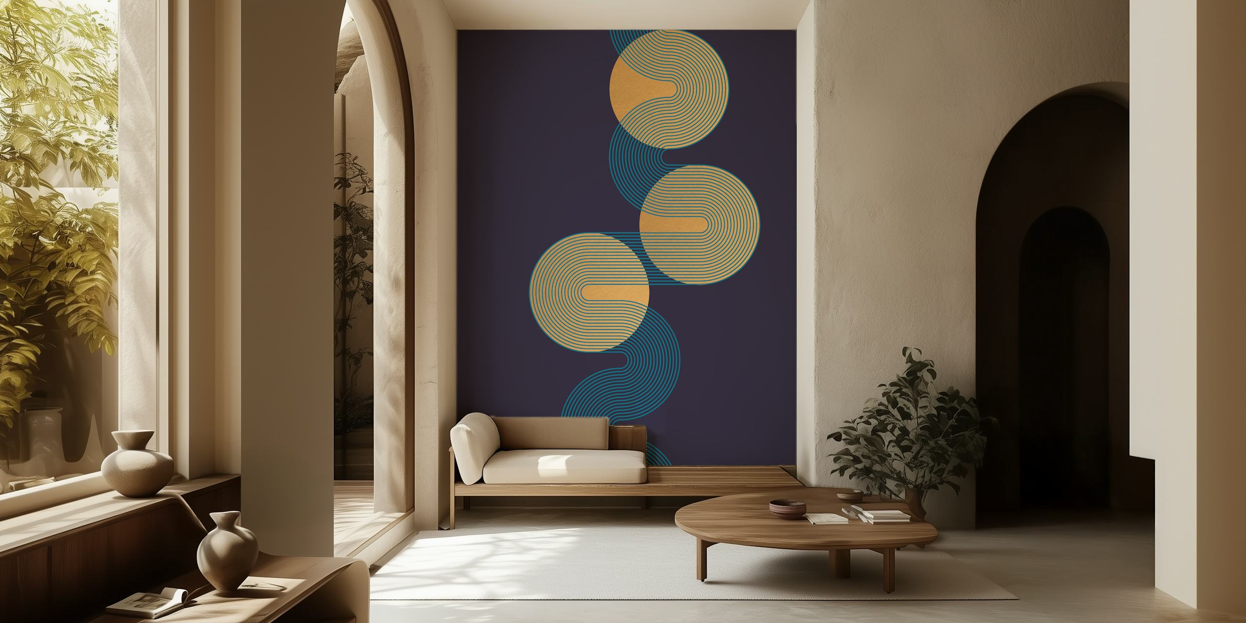Bauhaus Art Deco Tapete in einem modernen Raum