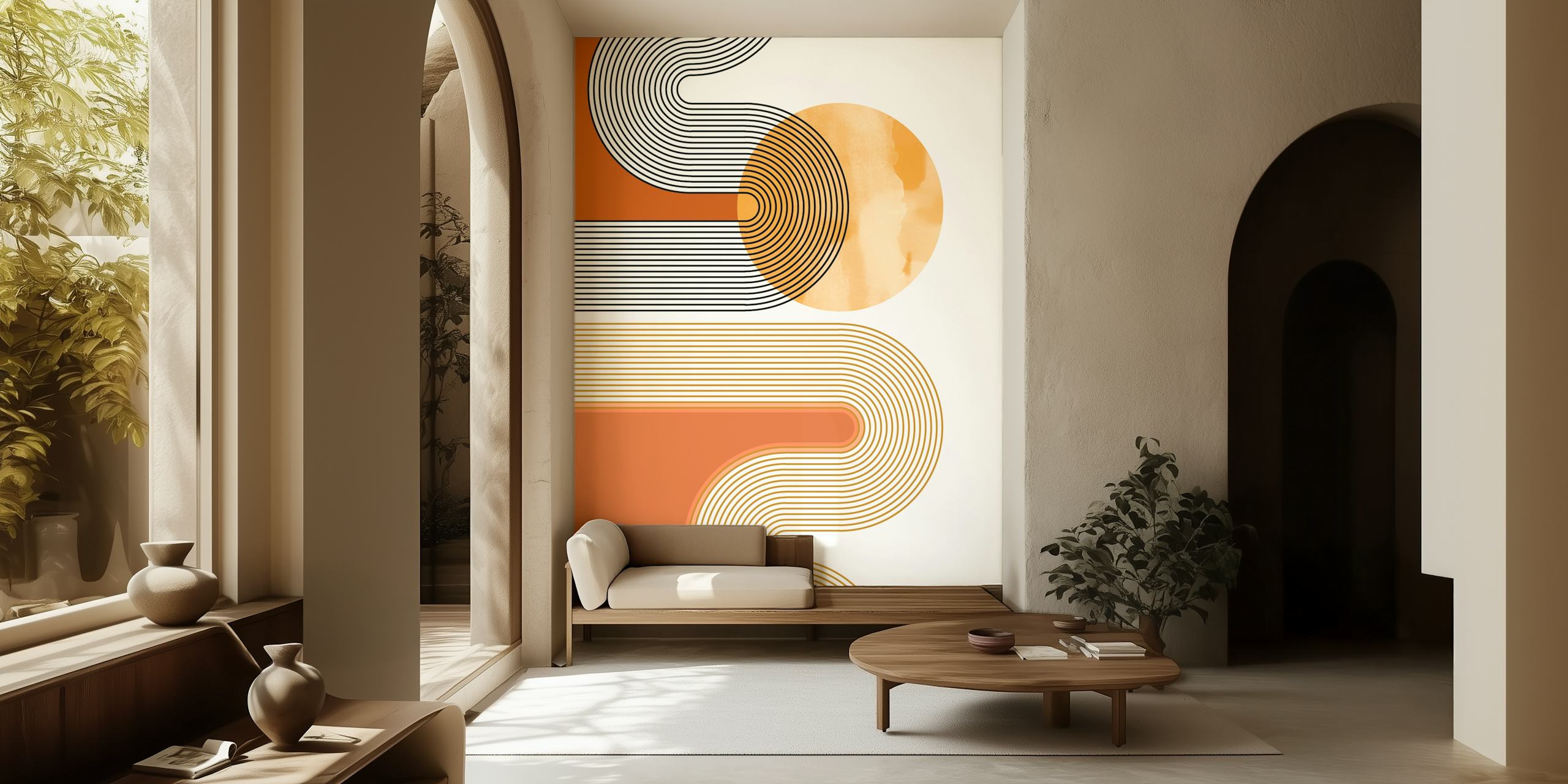Design della carta da parati Curvy Lines in una stanza