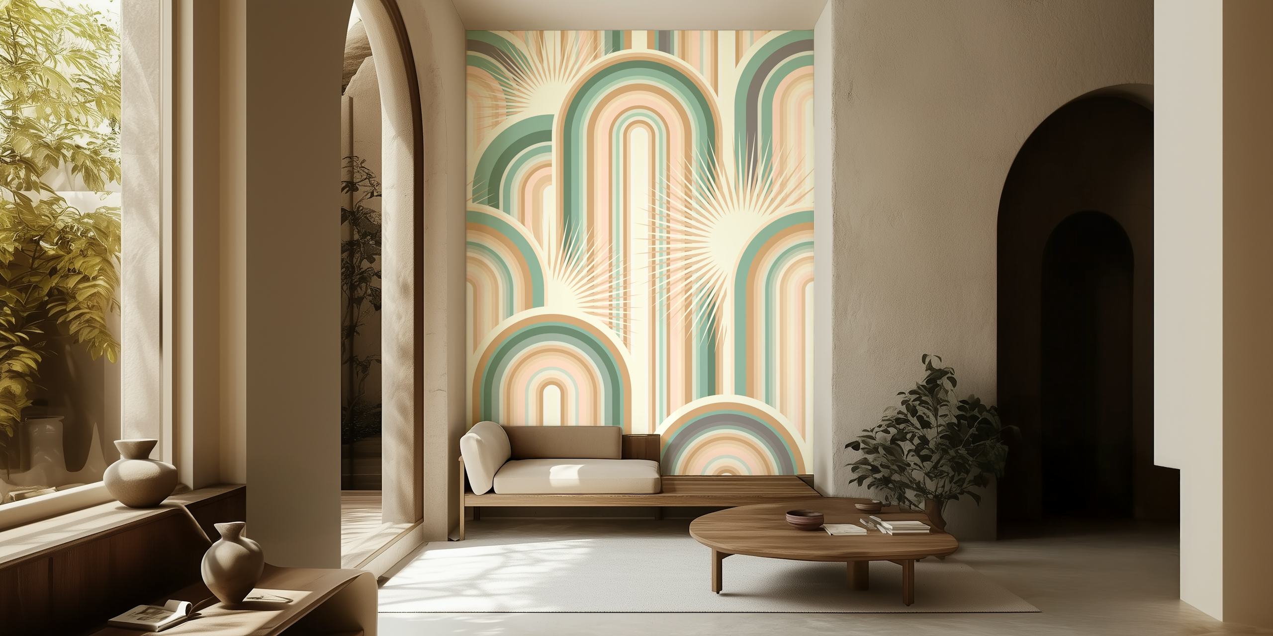 Deco Desert Rainbow Cactus Tapeta W Pokoju