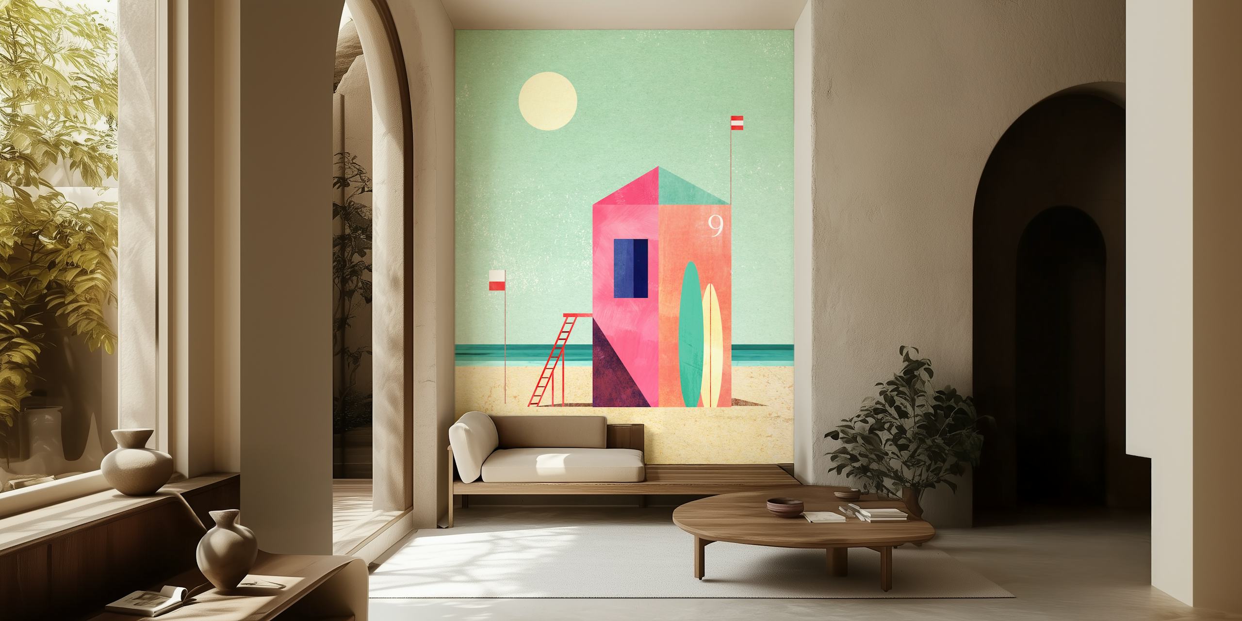 Šarena Surf Hut tapeta u sobi