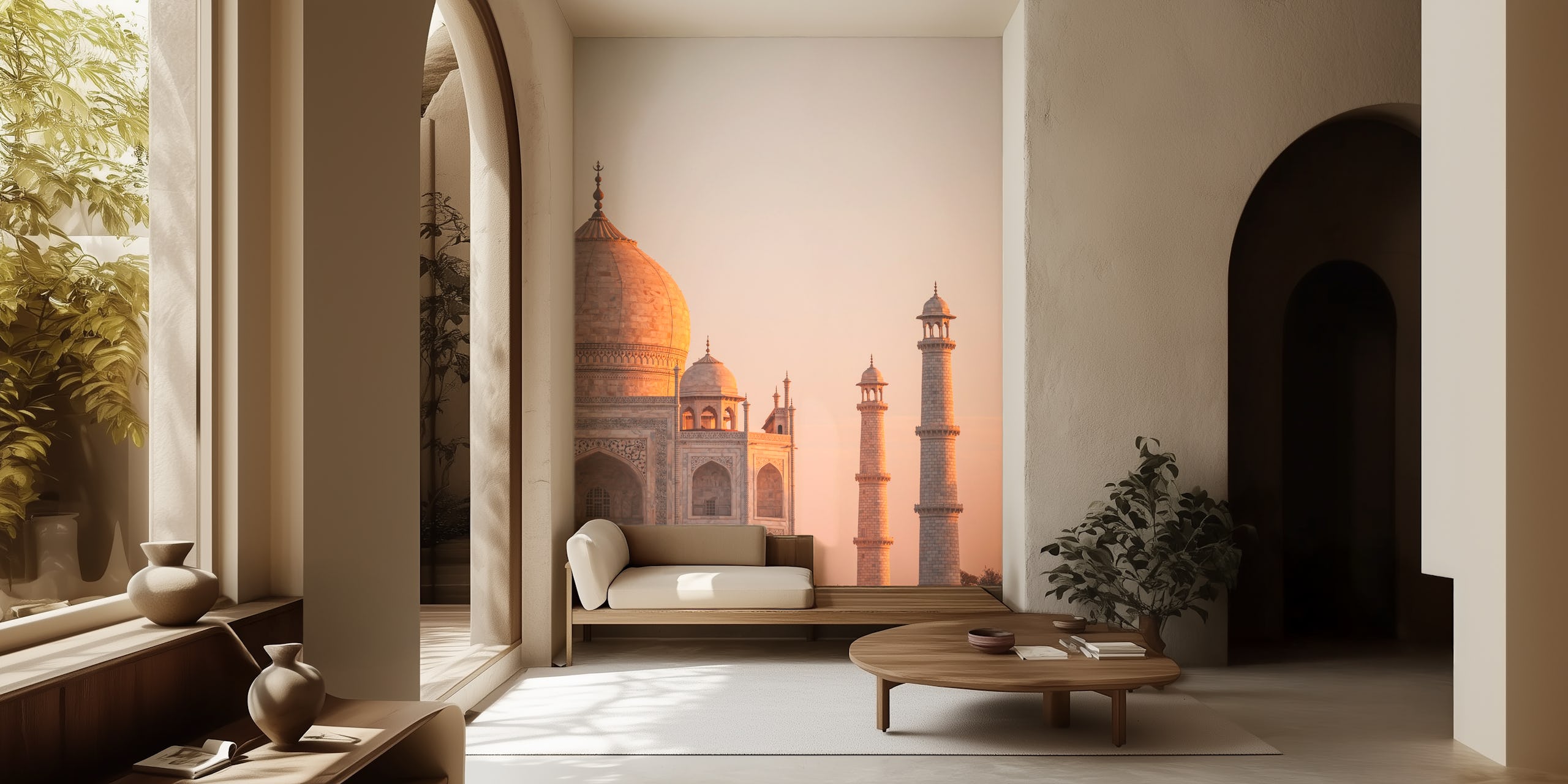Taj Mahal at sunset wallpaper in a room