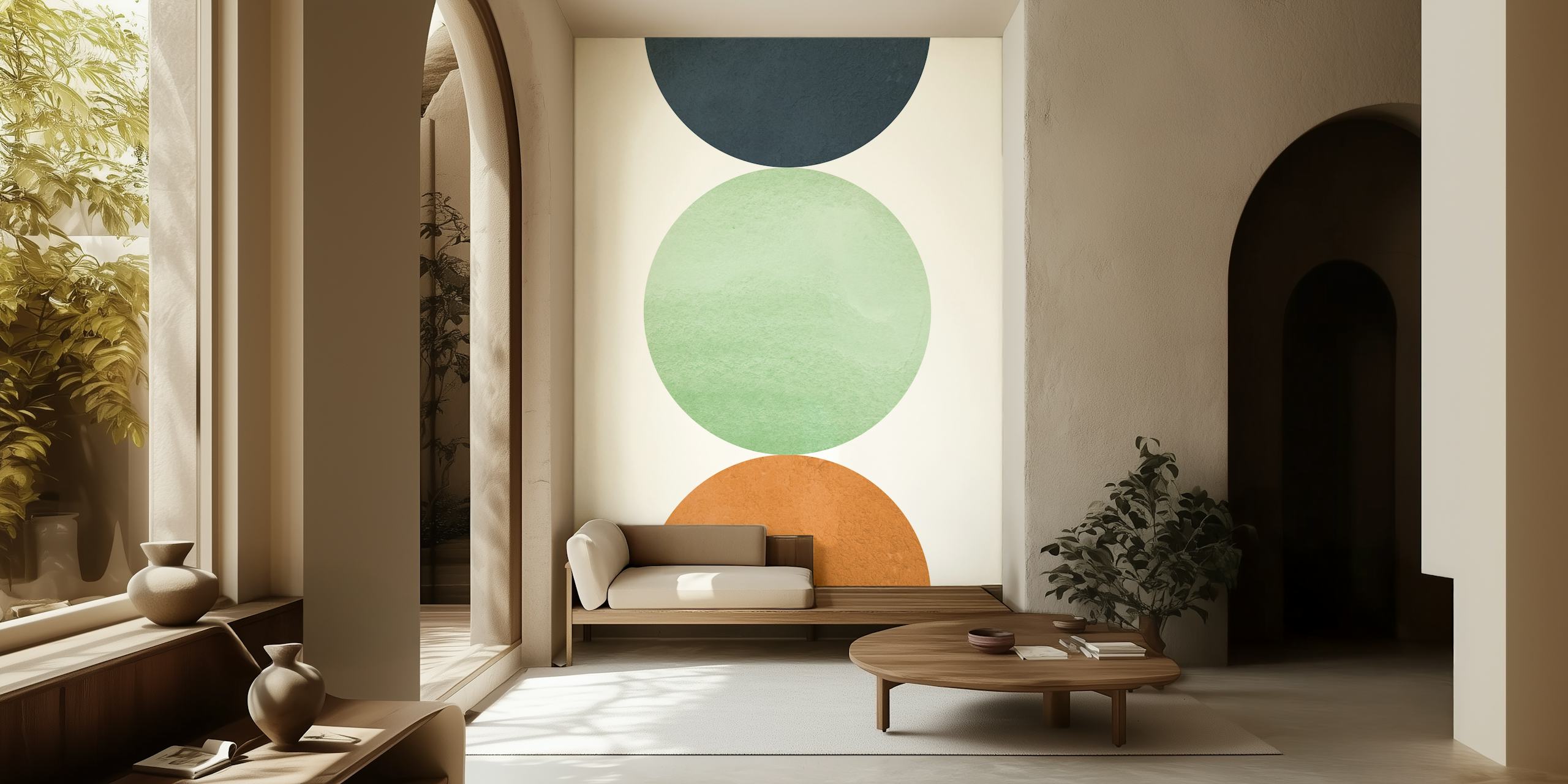 Wallpaper Colored circles esposto in una stanza